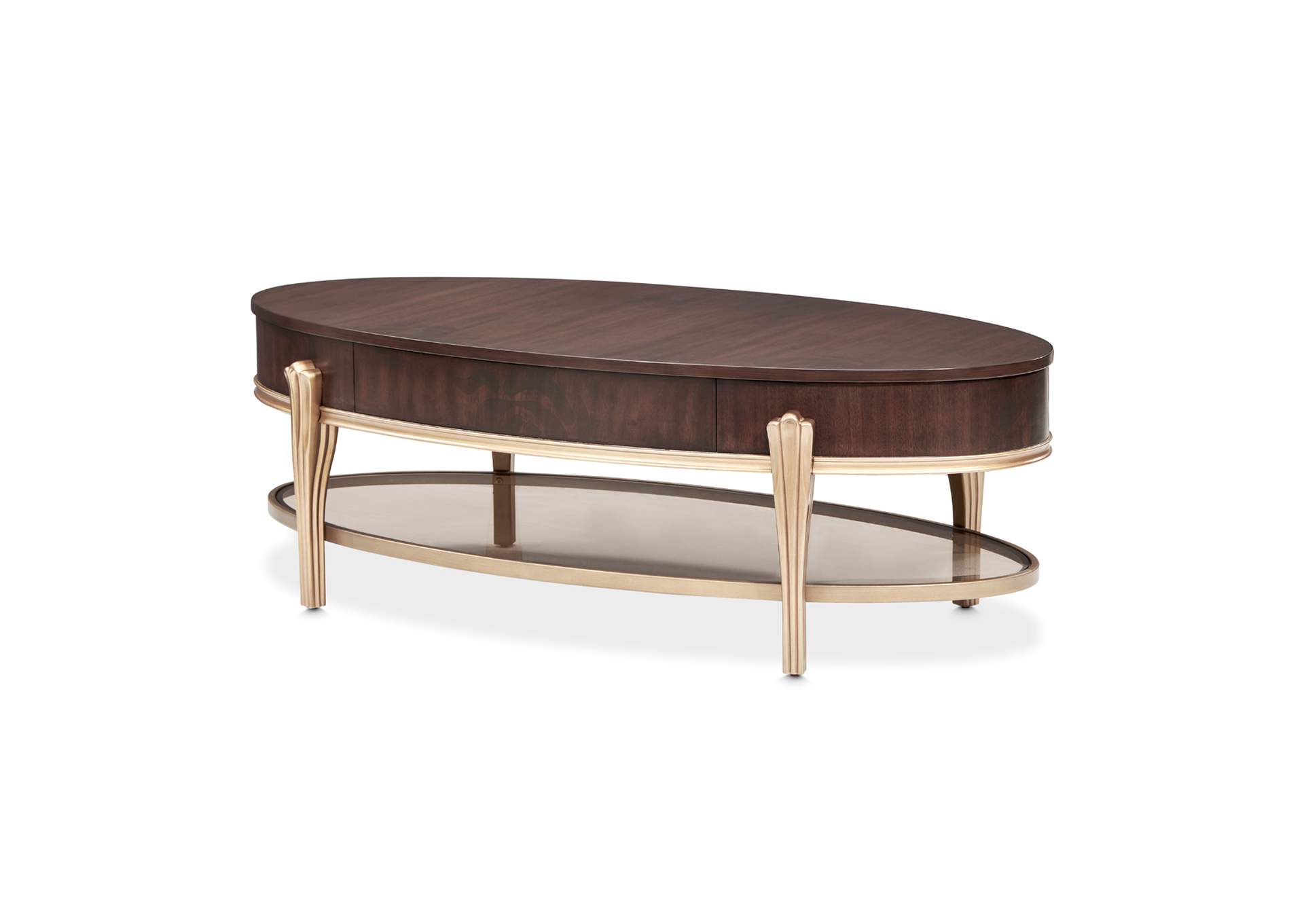 Camellia Field Oval Cocktail Table - Warm Pecan image 4