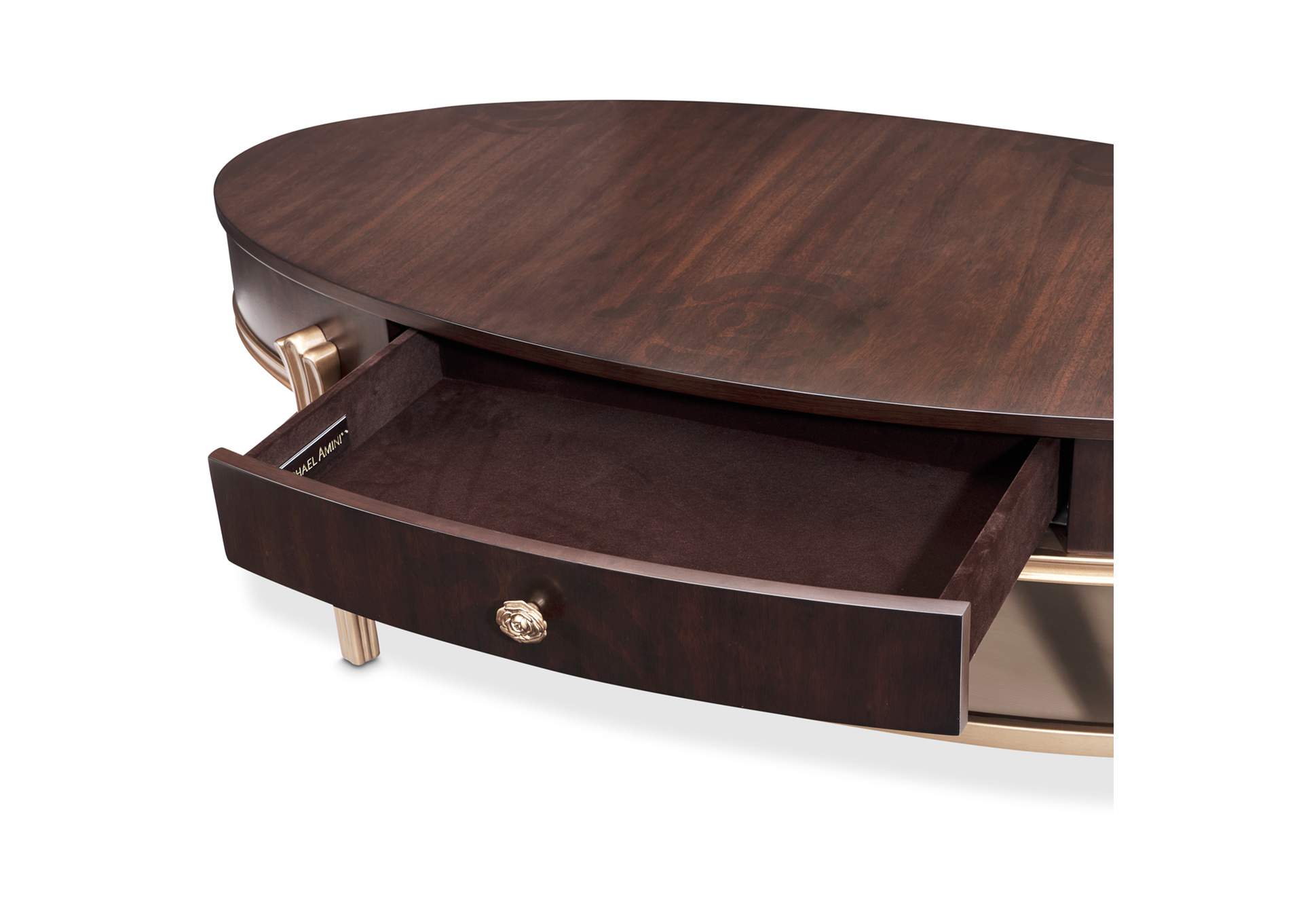 Camellia Field Oval Cocktail Table - Warm Pecan image 6