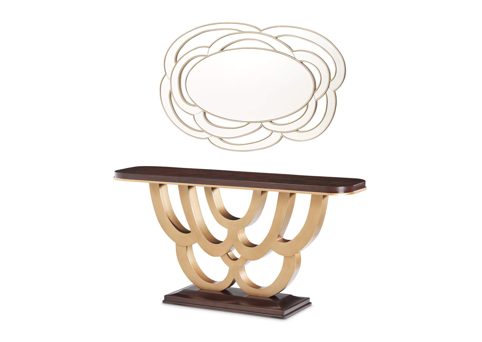 Camellia Field Console Table with Mirror - Warm Pecan image 1