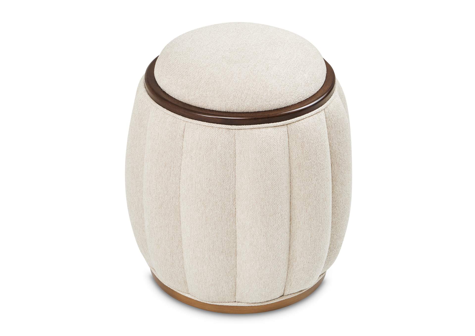 Camellia Field Round Bench - Linen and Warm Pecan image 1