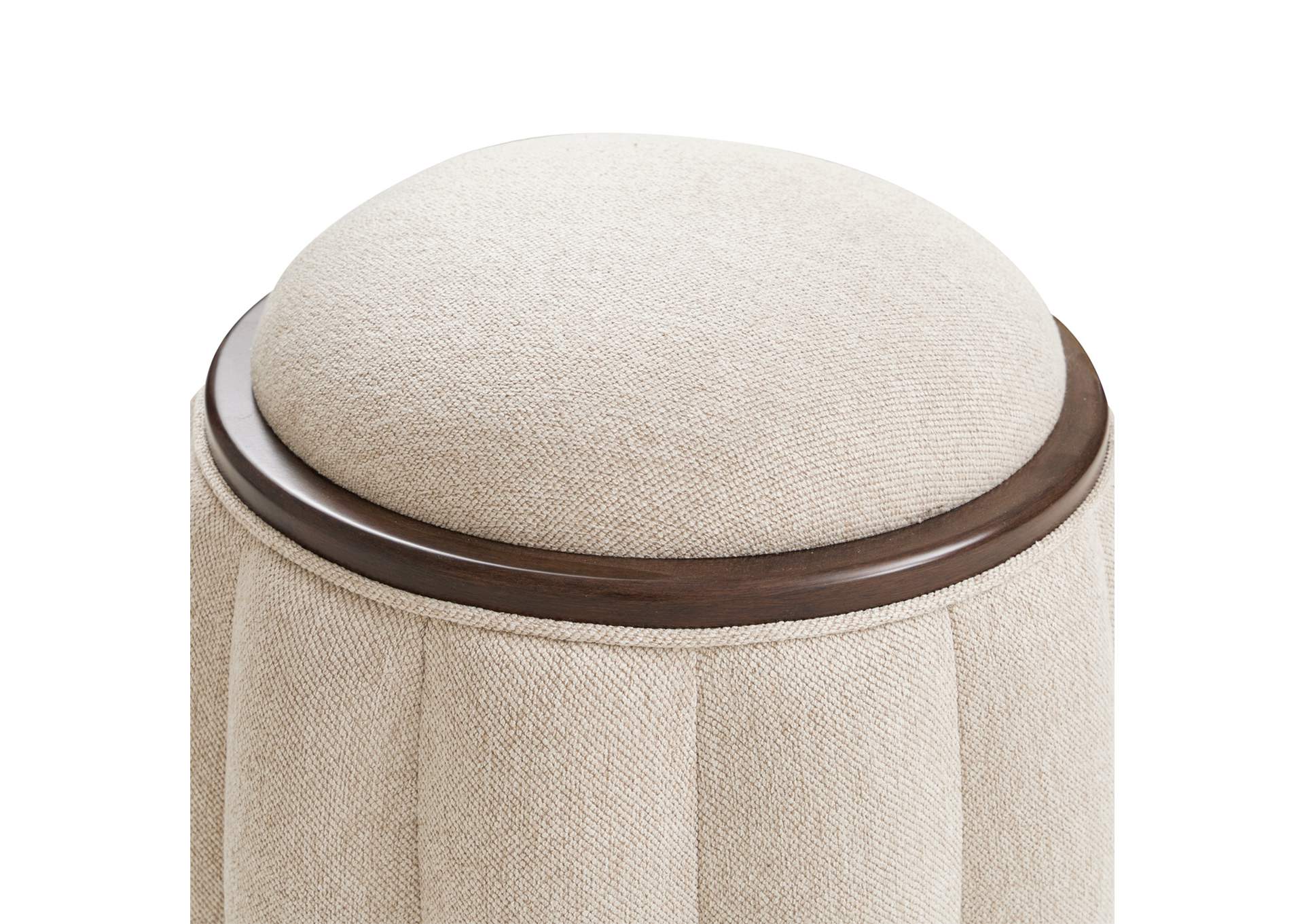 Camellia Field Round Bench - Linen and Warm Pecan image 3