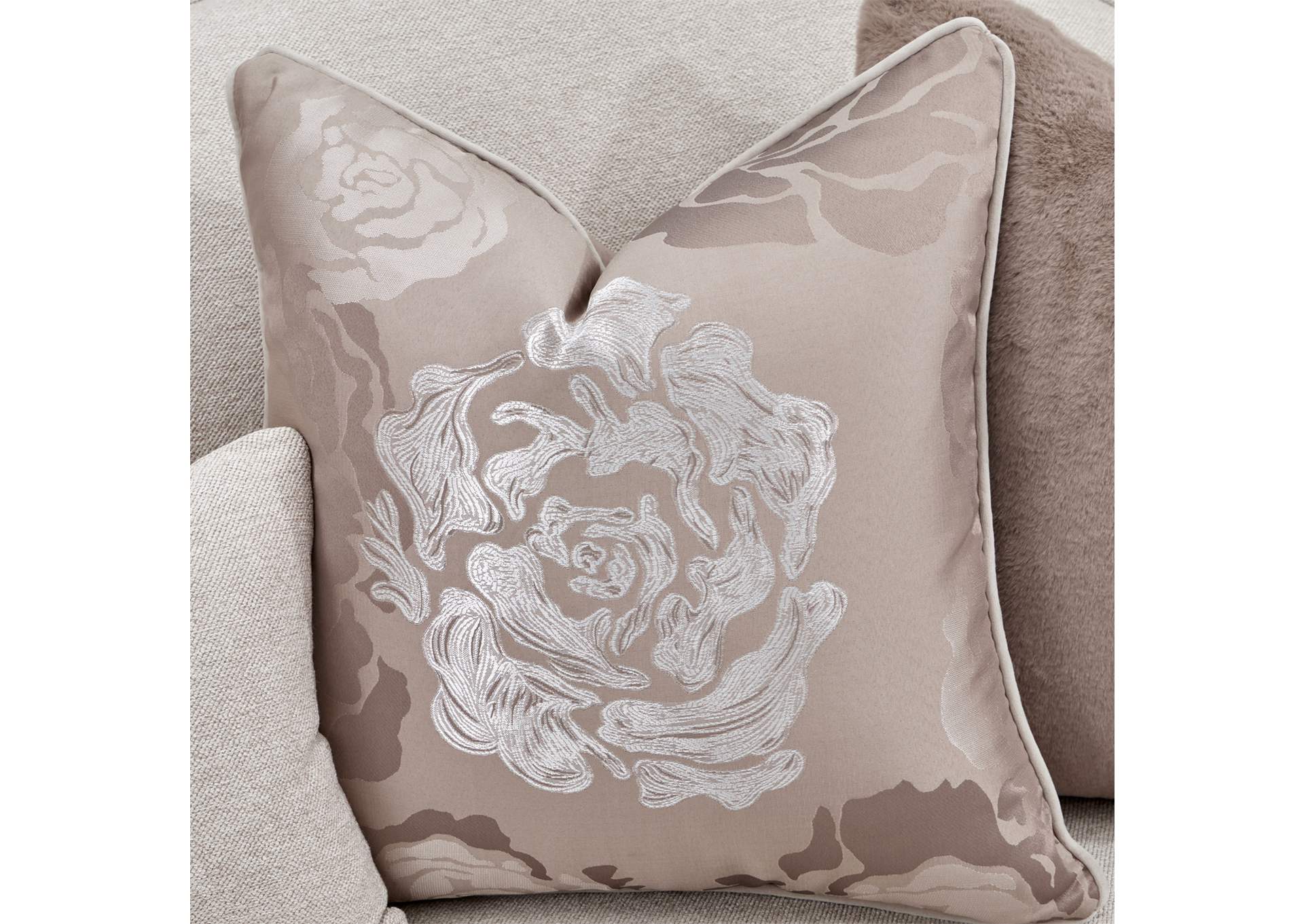 Camellia Field Chenille Sofa - Linen and Warm Pecan image 3