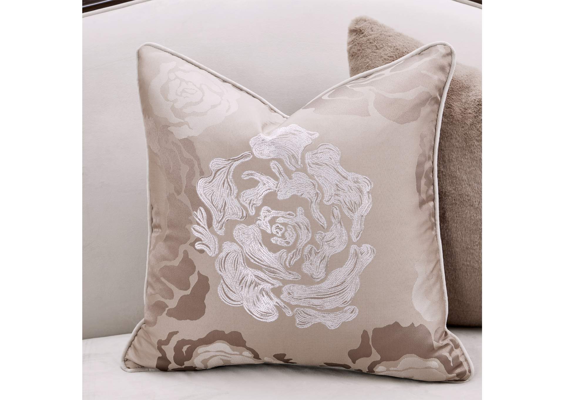 Camellia Field Asymmetrical Velvet Sofa - Porcini and Warm Pecan image 11