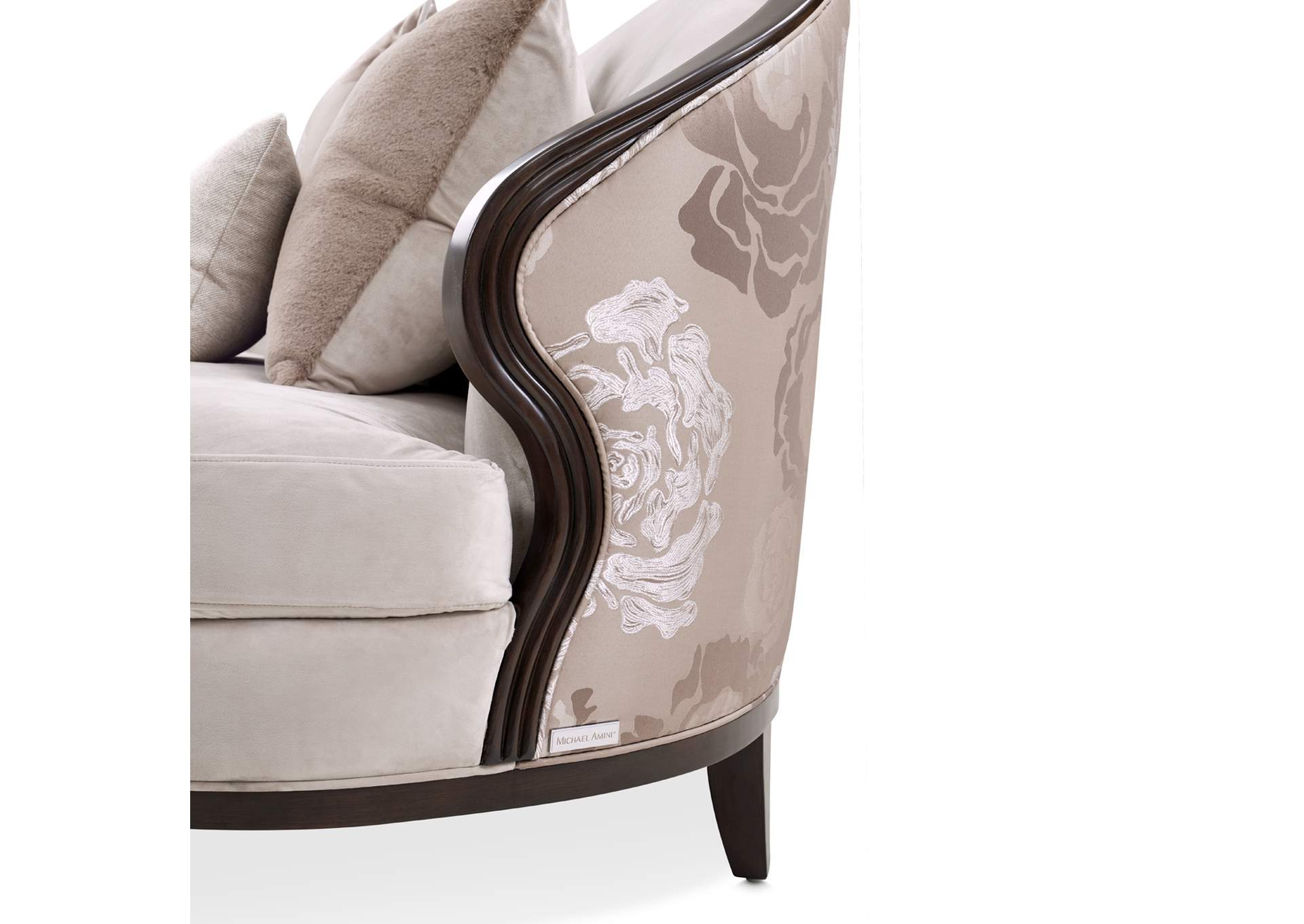 Camellia Field Asymmetrical Velvet Sofa - Porcini and Warm Pecan image 8