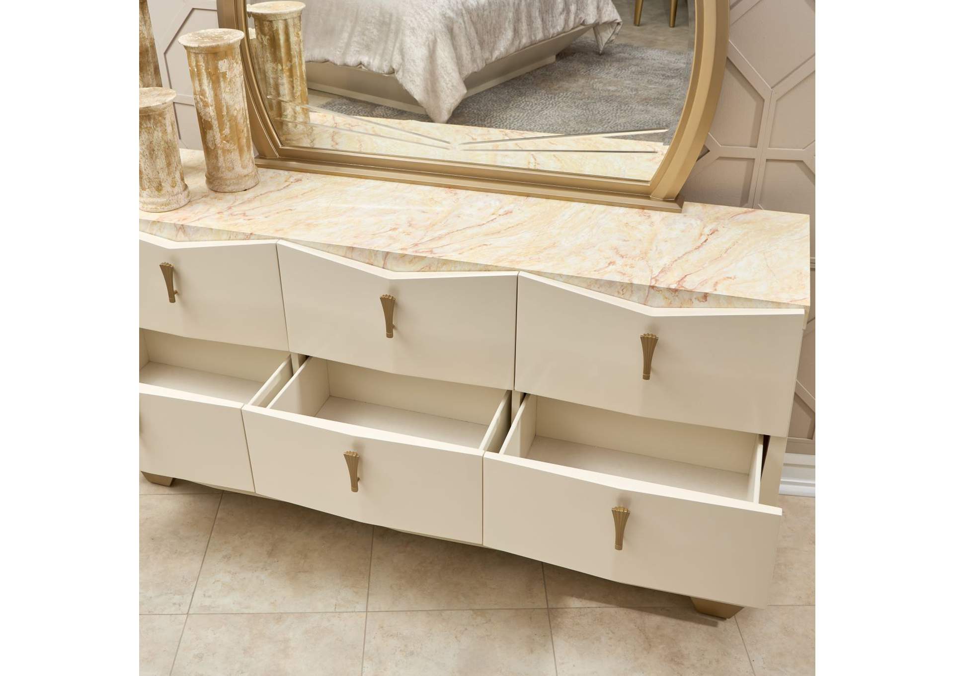 Fantosini Dresser with Mirror - Creamy Pearl image 3