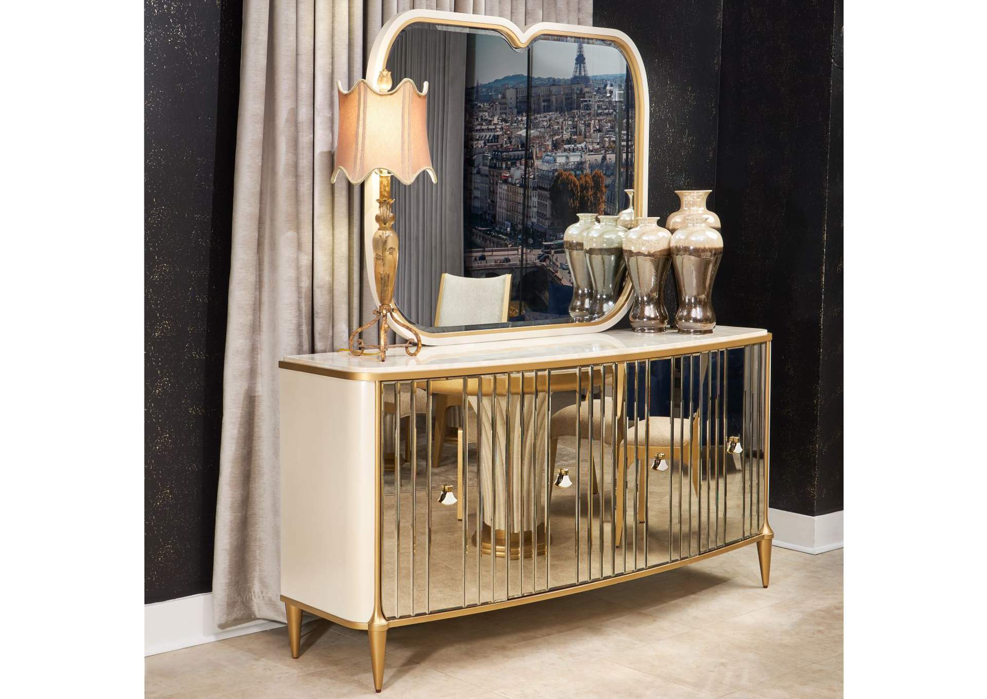 Scotts Square Sideboard with Wall Mirror - Light Champagne image 1