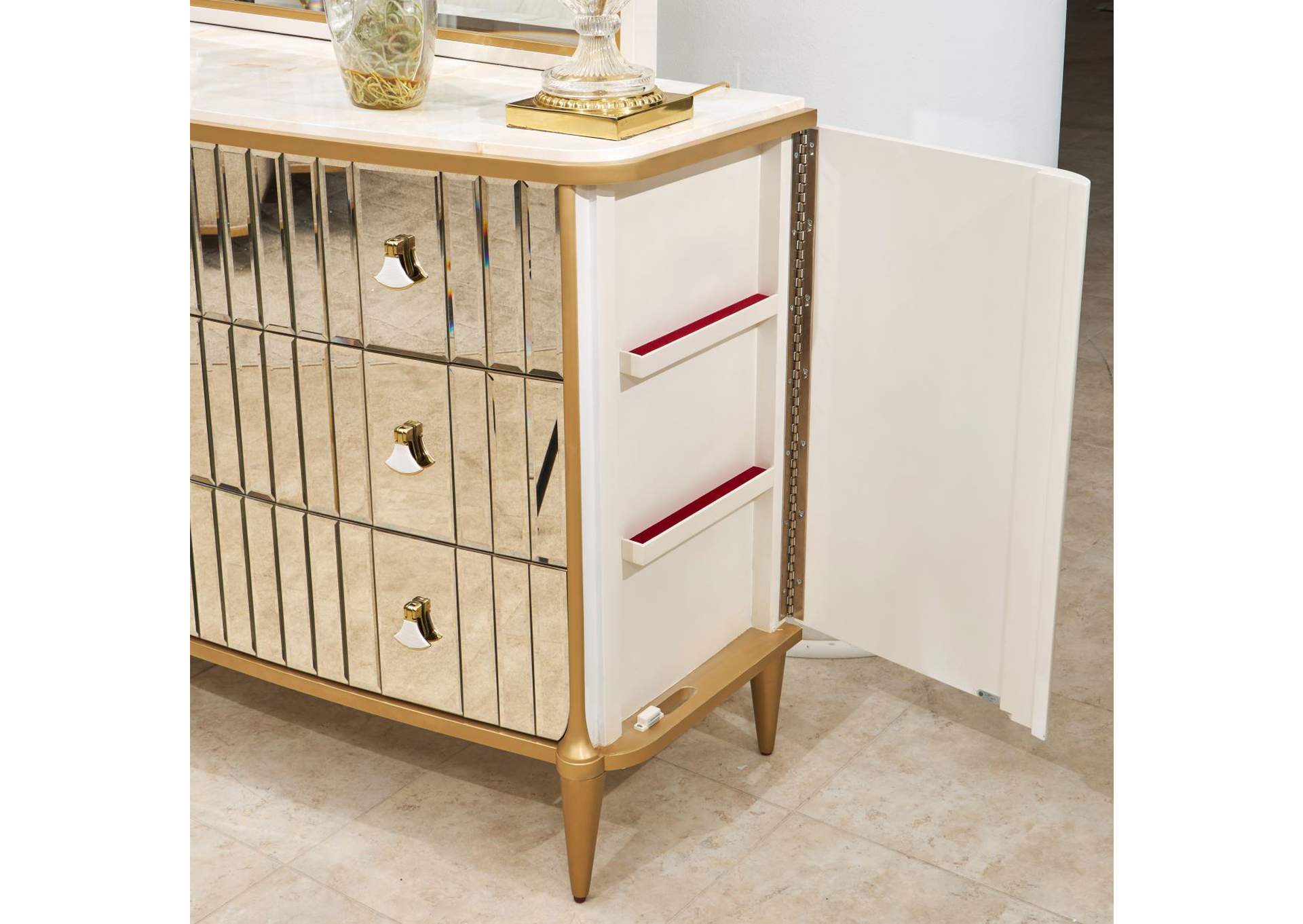 Scotts Square Dresser with Mirror - Light Champagne image 6