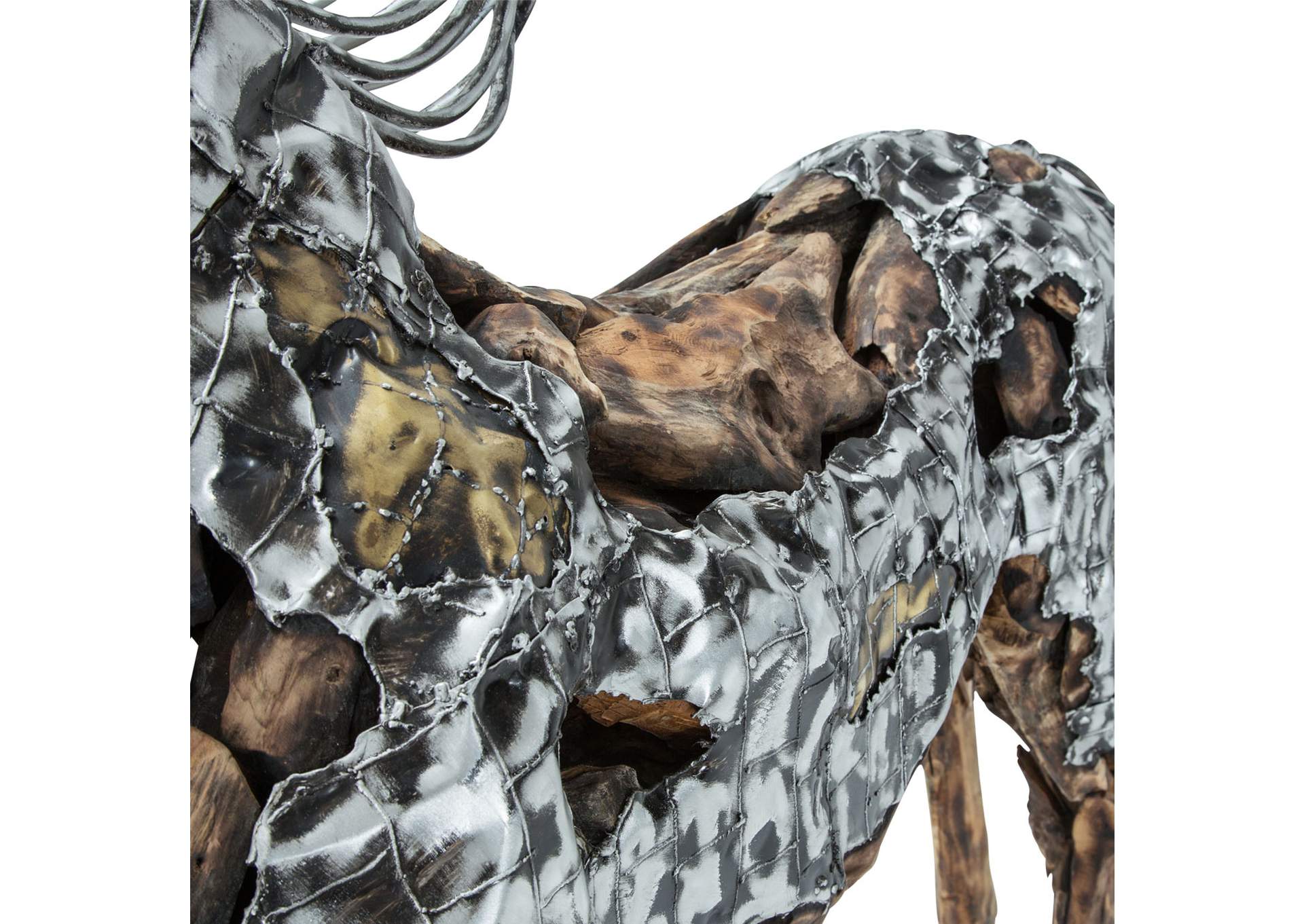 Trojan Horse with Straight Mane - Aluminum and Gold image 4