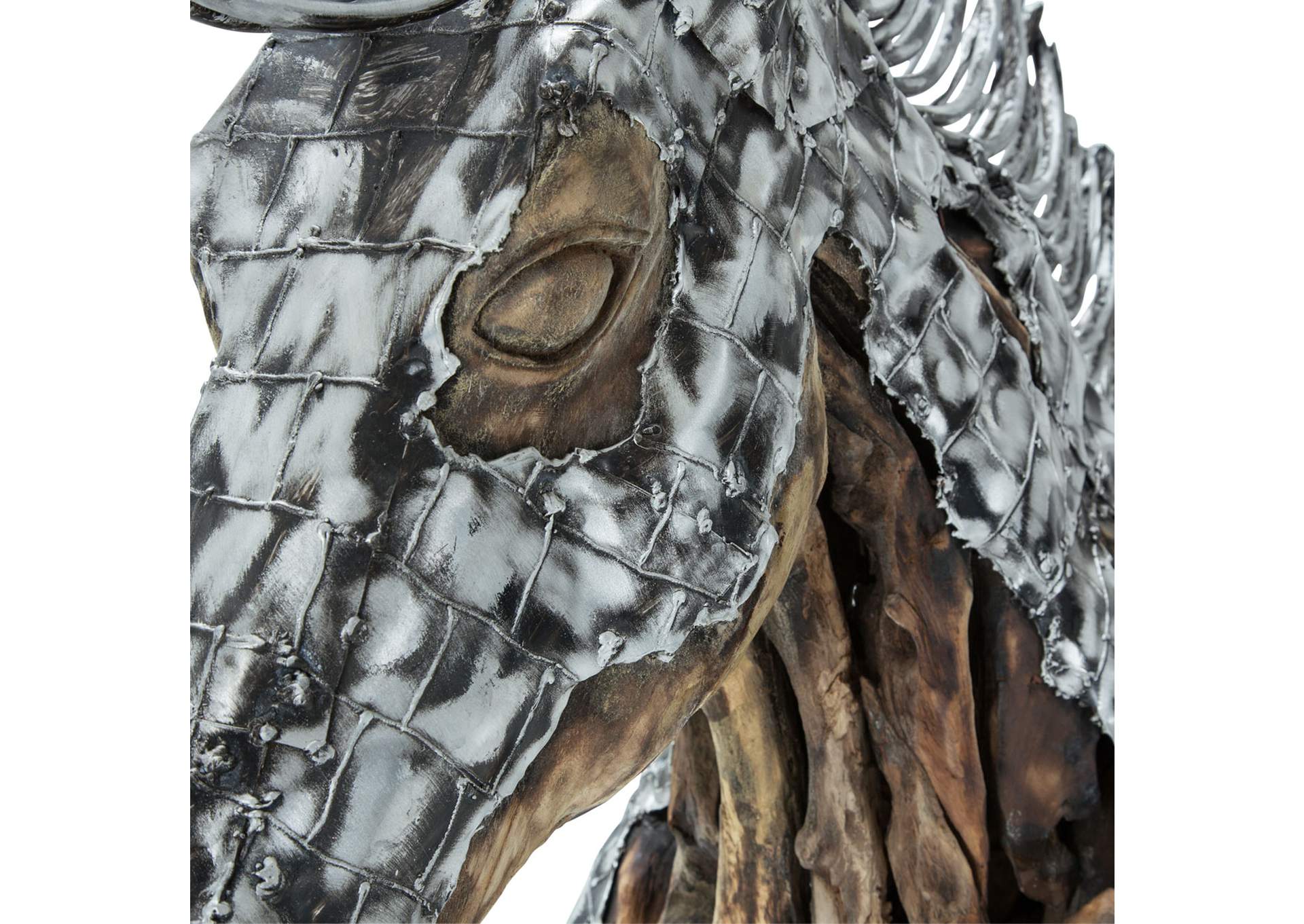 Trojan Horse with Straight Mane - Aluminum and Gold image 5