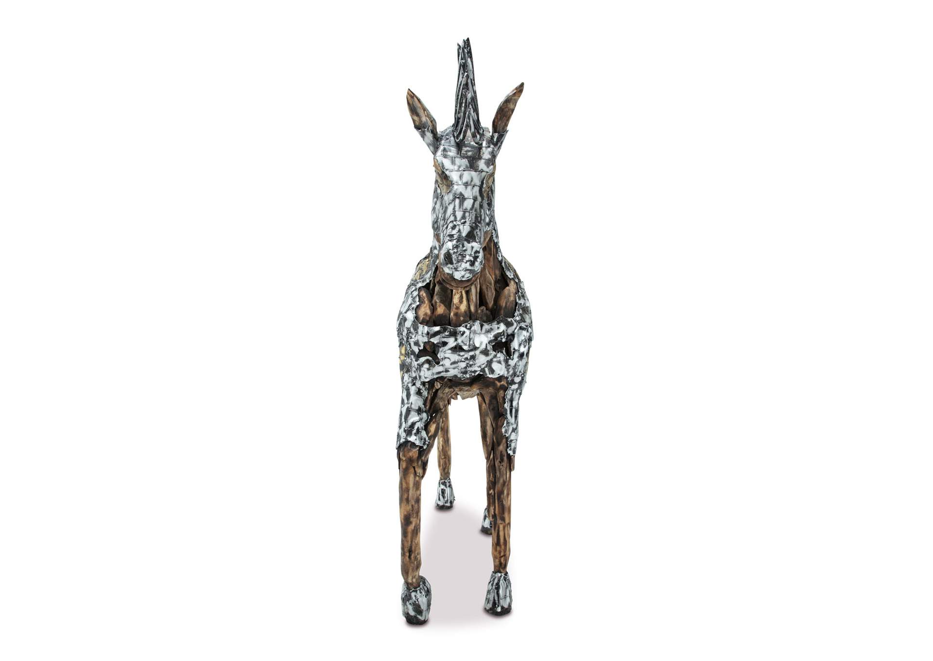 Trojan Horse with Straight Mane - Aluminum and Gold image 6