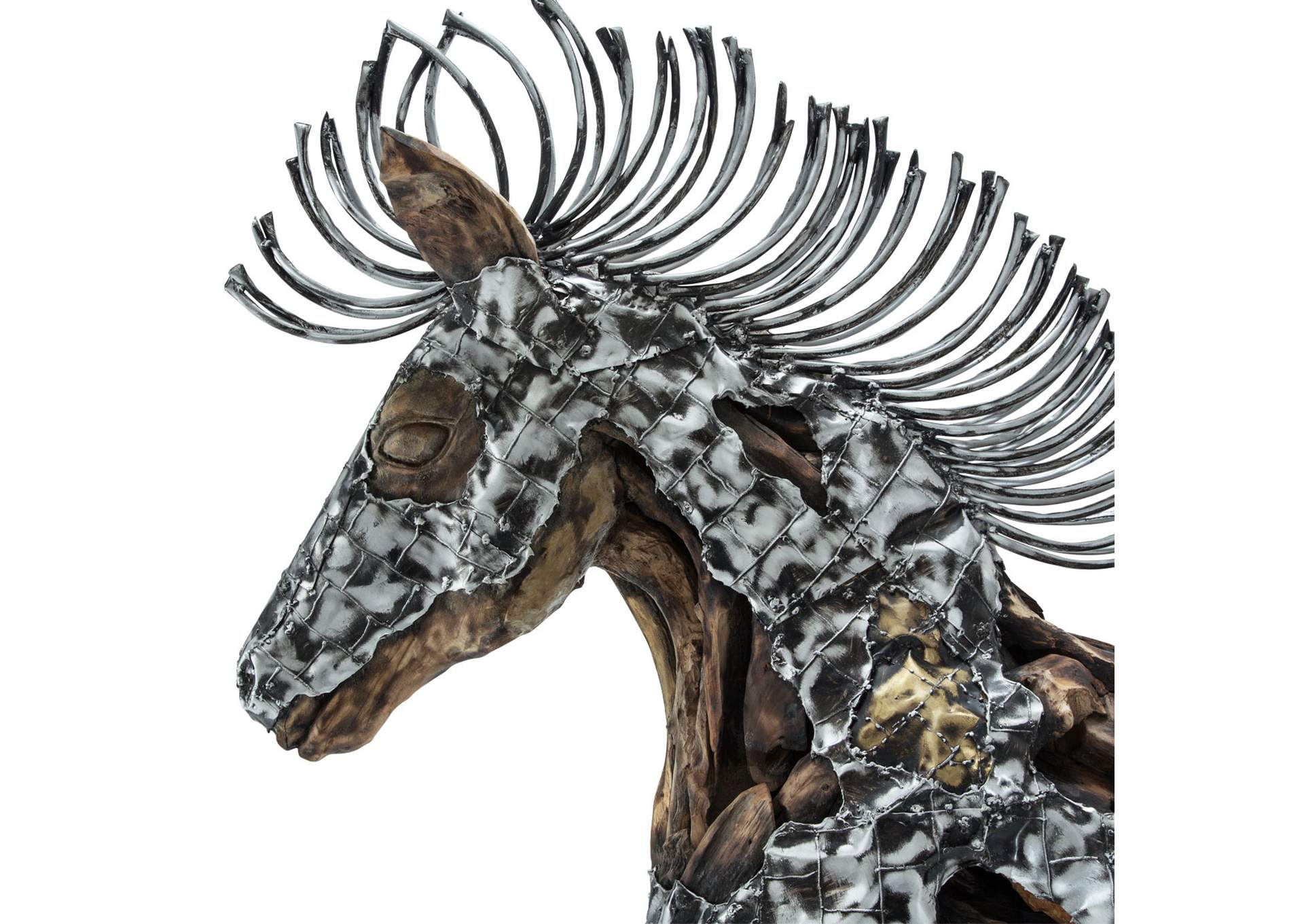Trojan Horse with Straight Mane - Aluminum and Gold image 7