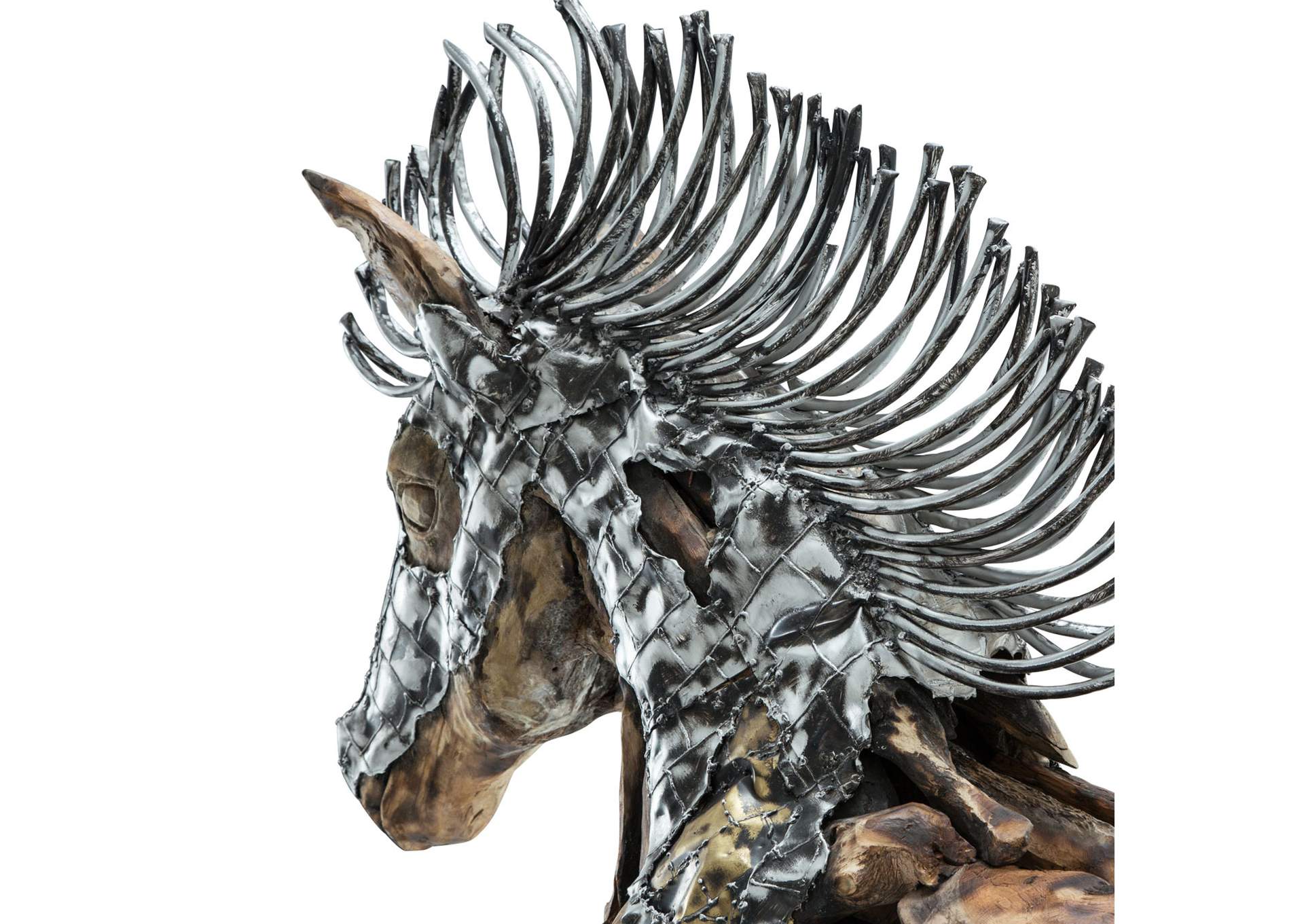 Trojan Horse with Straight Mane - Aluminum and Gold image 9