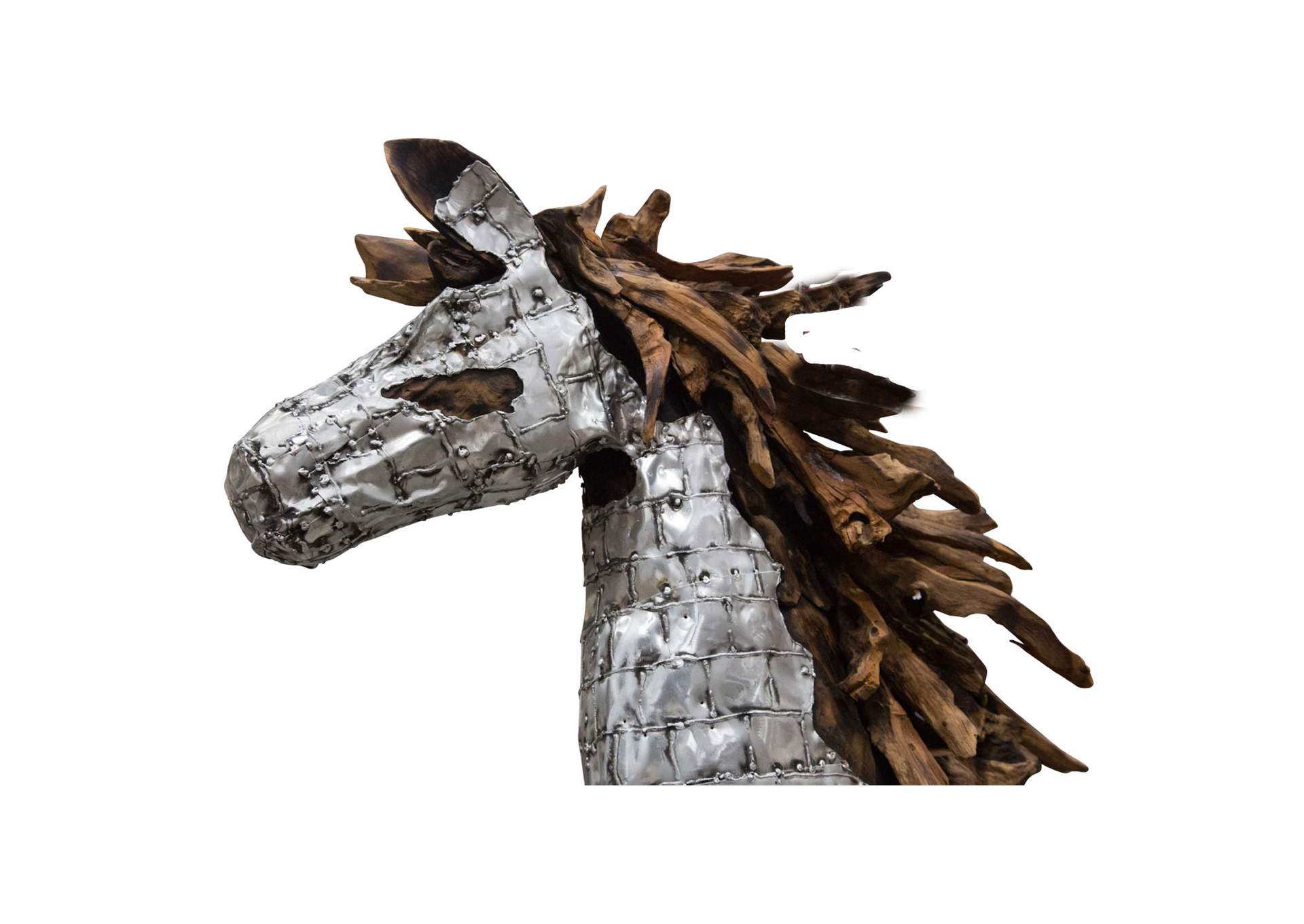 Wood Crafted Horse with Aluminum Body Coat & Wood Mane image 4