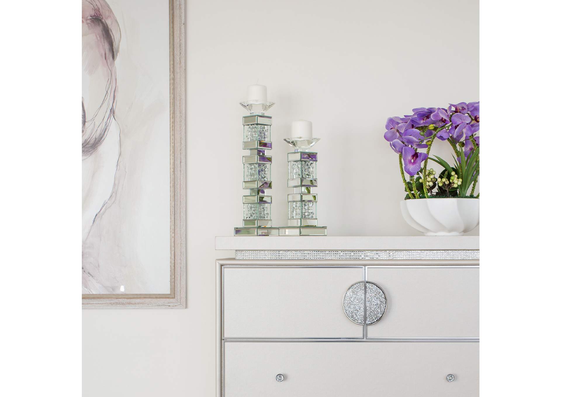 Montreal Tall Mirrored Crystal Candle Holder - Set of 2 image 5