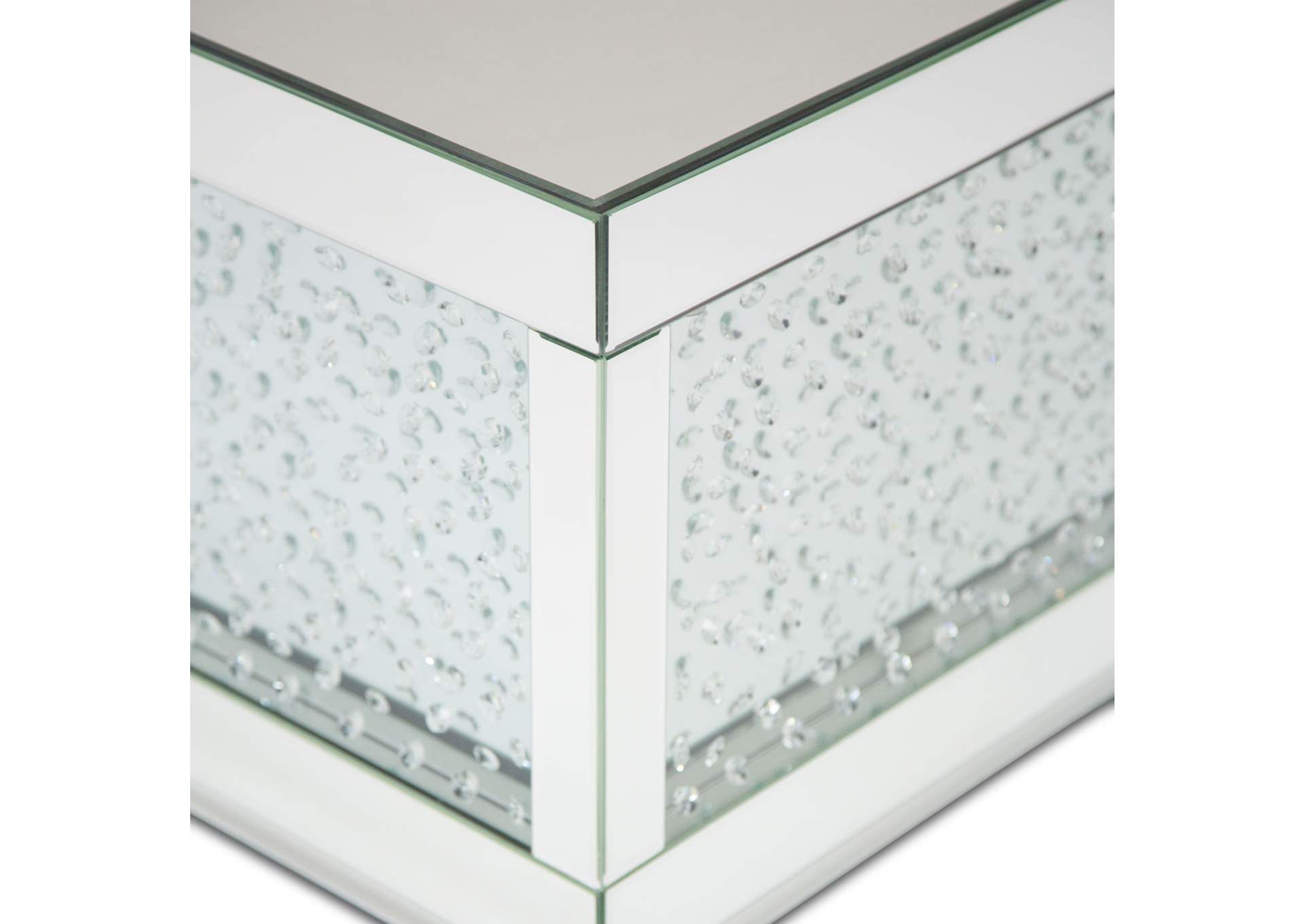 Montreal Rectangular Silver Mirrored Cocktail Table with Crystal image 3