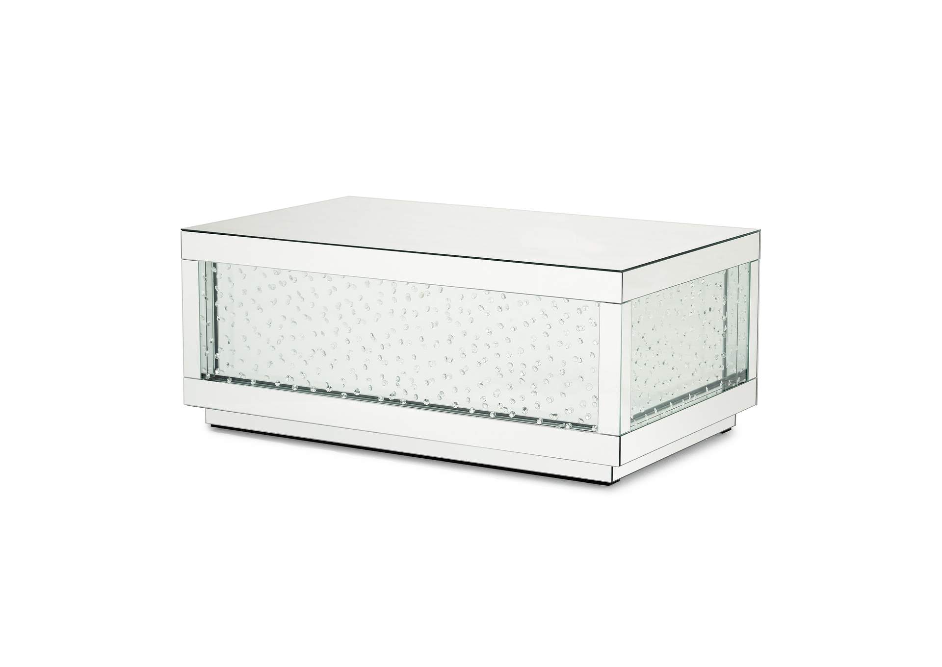 Montreal Rectangular Silver Mirrored Cocktail Table with Crystal image 1