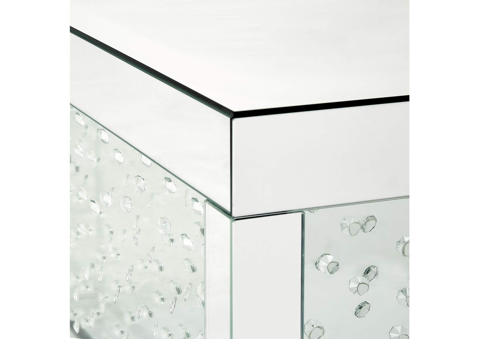 Montreal Rectangular Silver Mirrored Cocktail Table with Crystal image 4