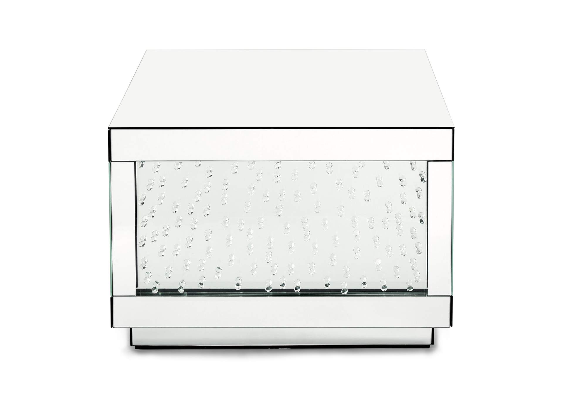 Montreal Rectangular Silver Mirrored Cocktail Table with Crystal image 5