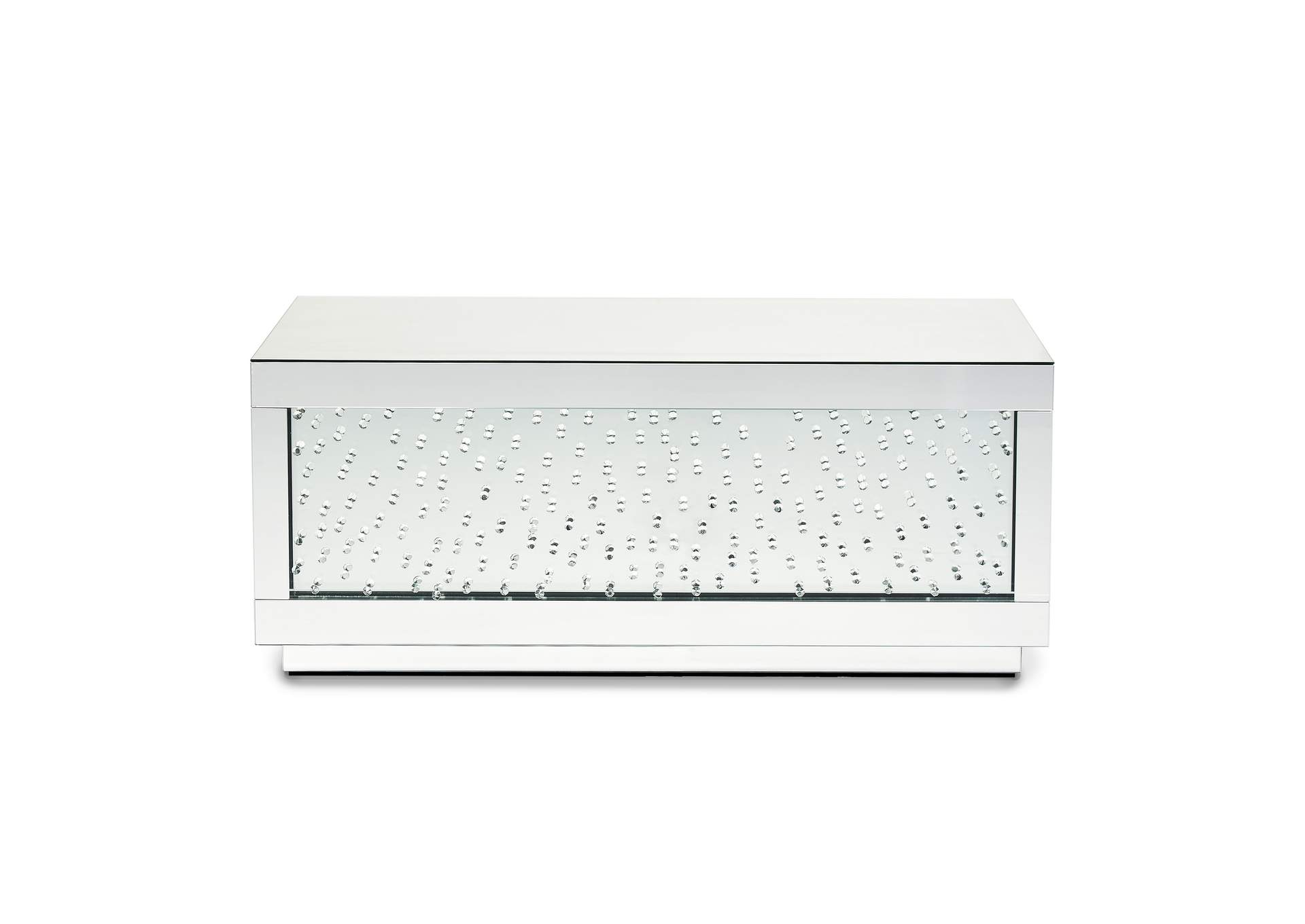 Montreal Rectangular Silver Mirrored Cocktail Table with Crystal image 6