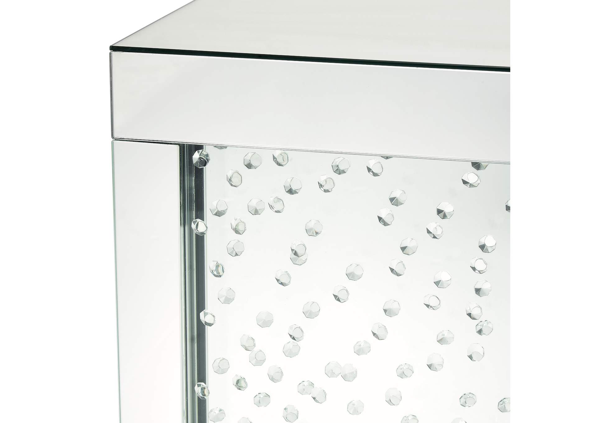 Montreal Rectangular Silver Mirrored Cocktail Table with Crystal image 7