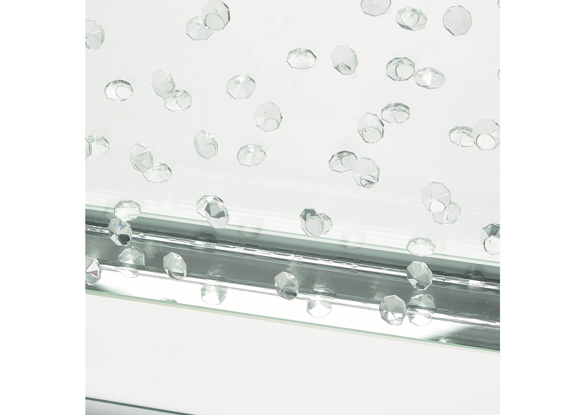 Montreal Rectangular Silver Mirrored Cocktail Table with Crystal image 8
