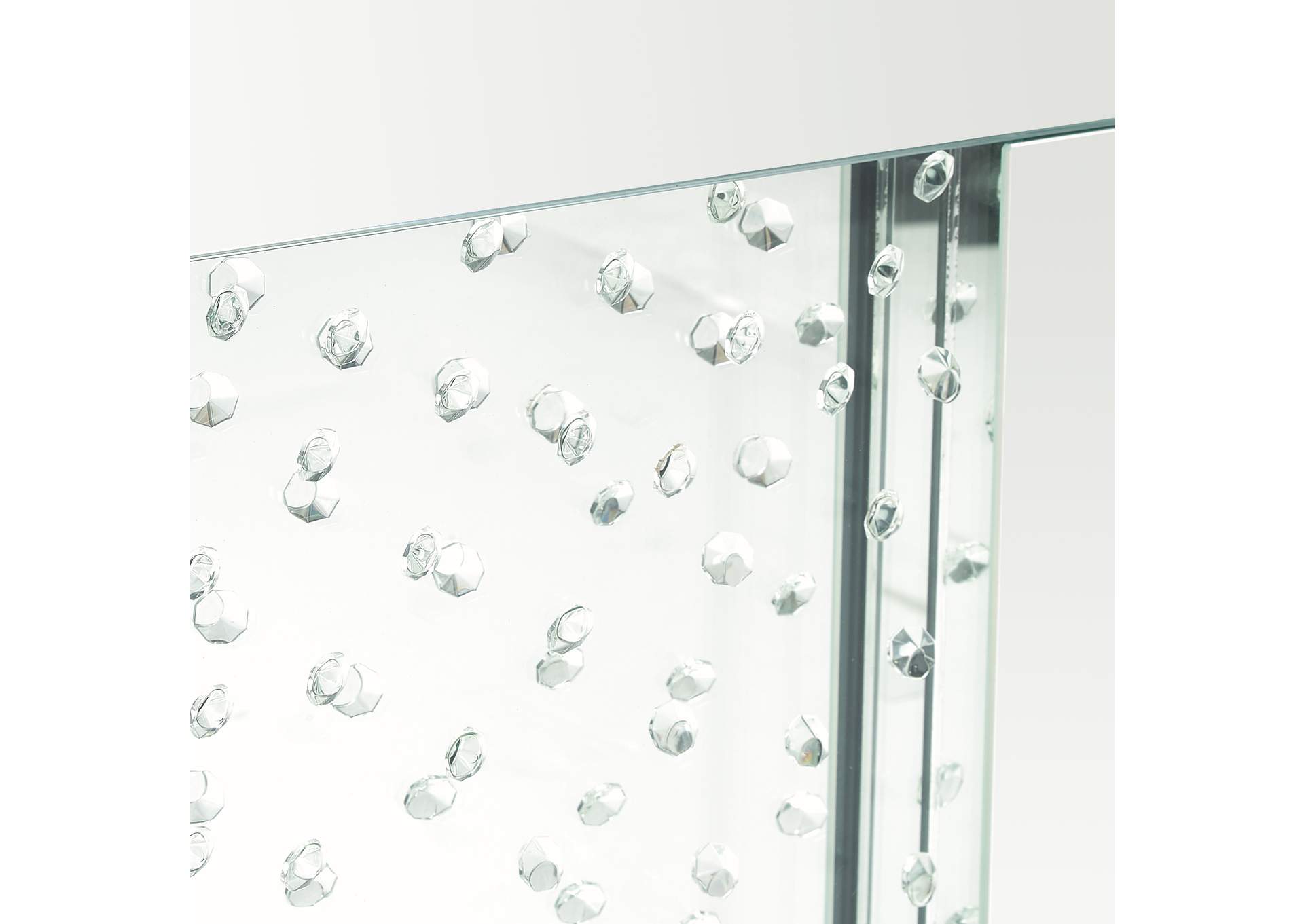 Montreal Rectangular Silver Mirrored Cocktail Table with Crystal image 9