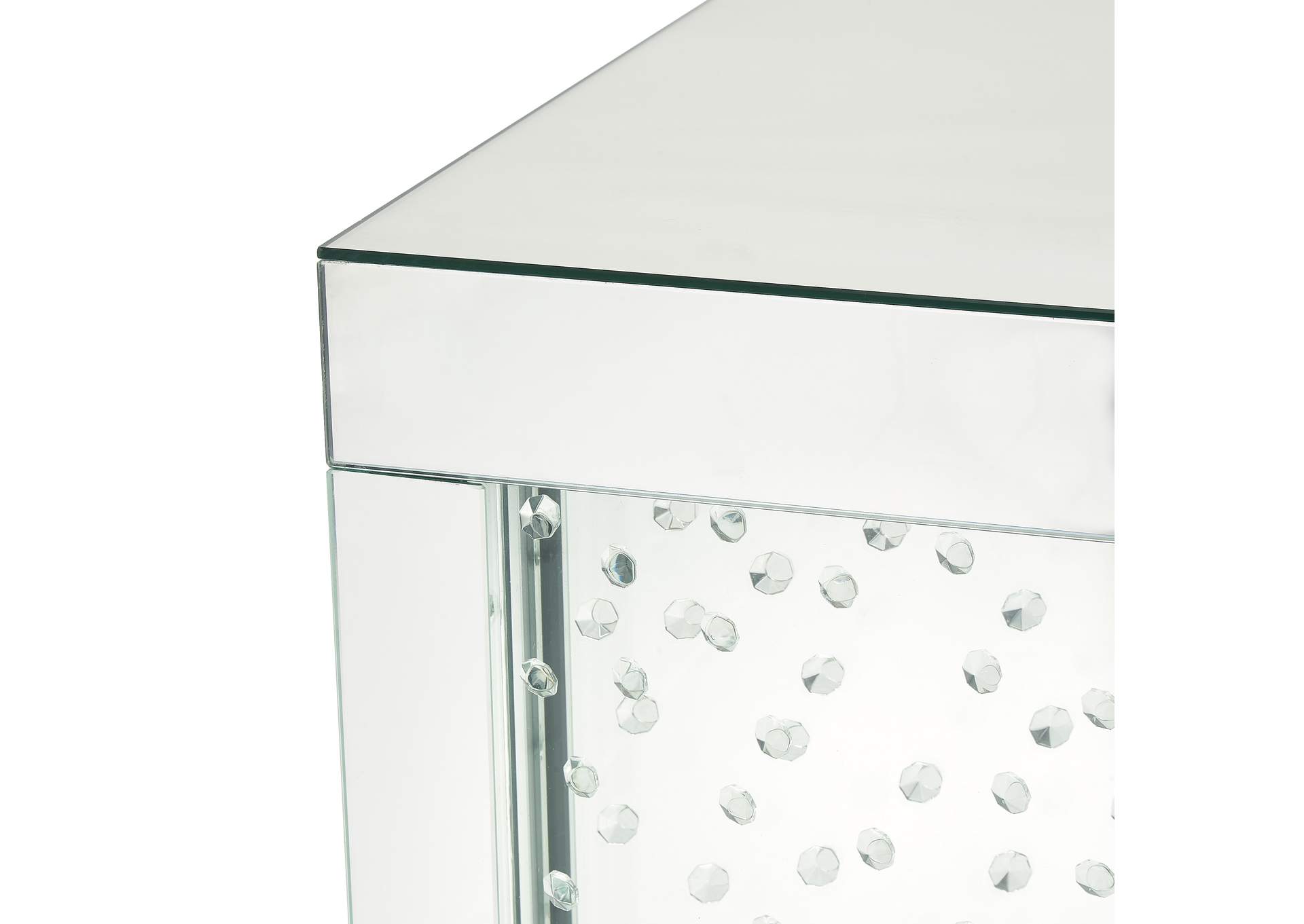 Montreal Rectangular Silver Mirrored Cocktail Table with Crystal image 10