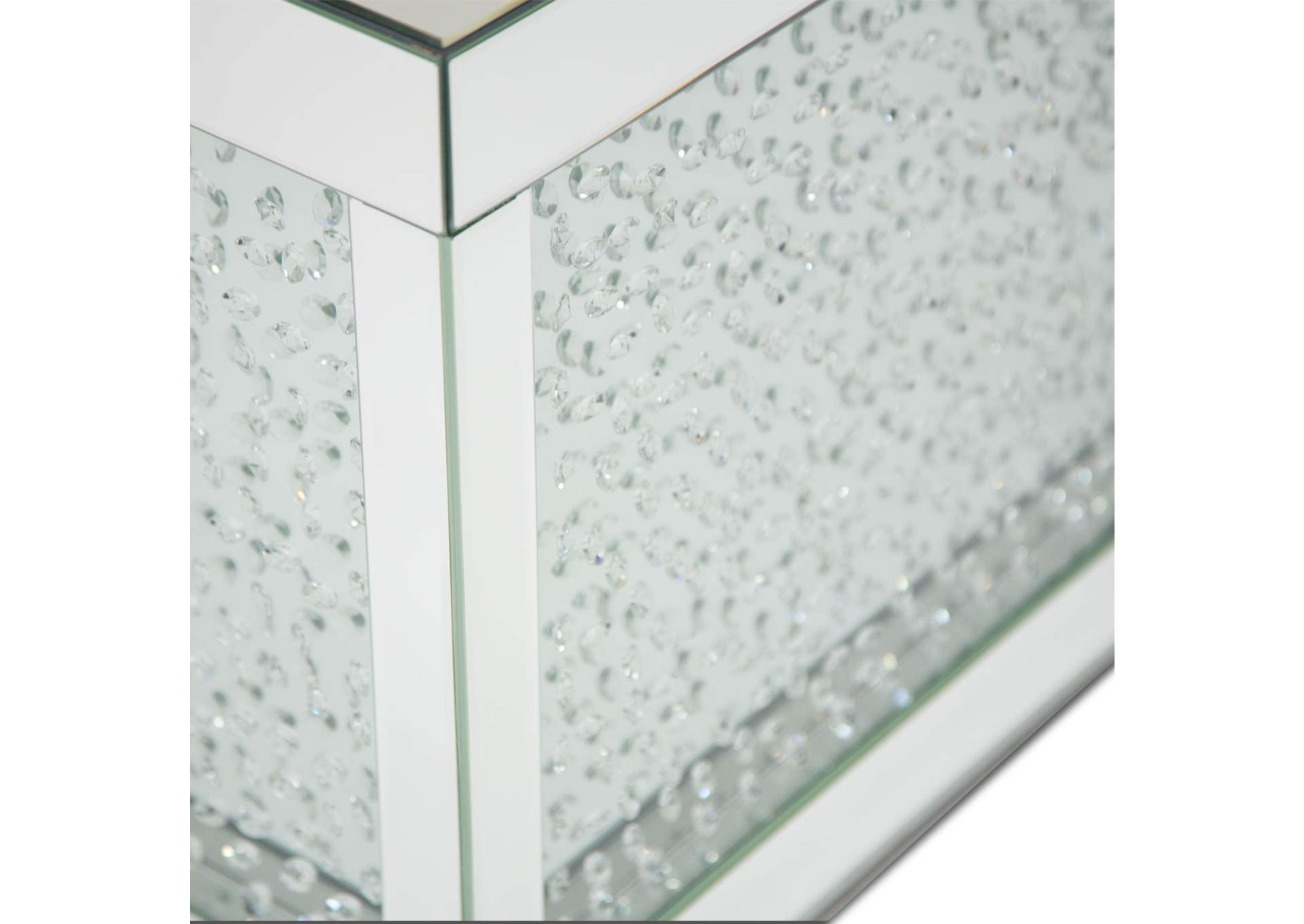 Montreal Silver Mirrored End Table with Crystal image 3