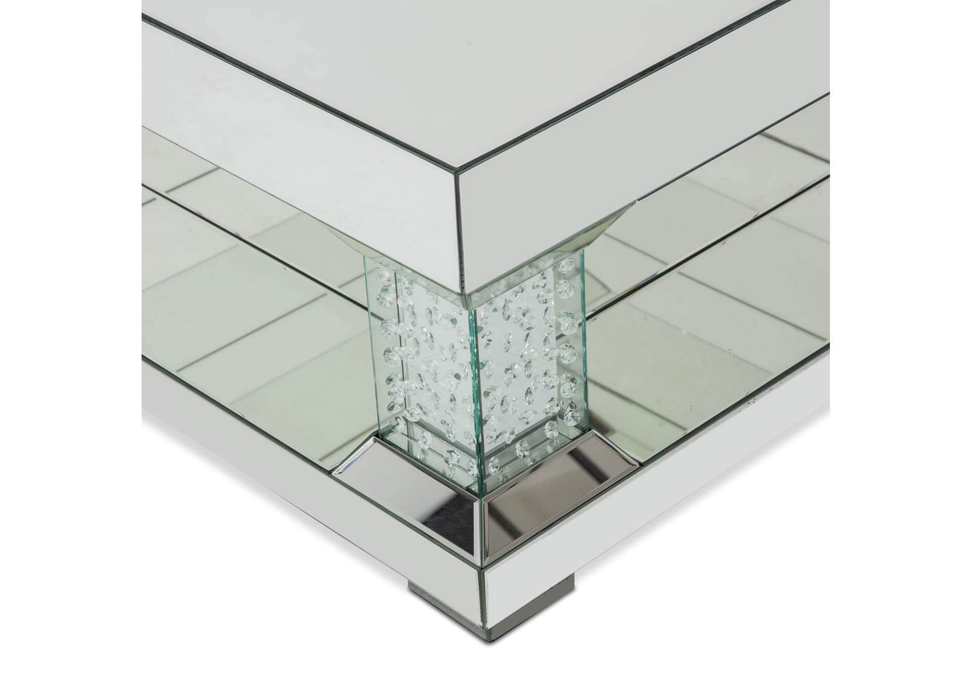 Montreal Mirrored Cocktail Table with Crystal Accents image 3