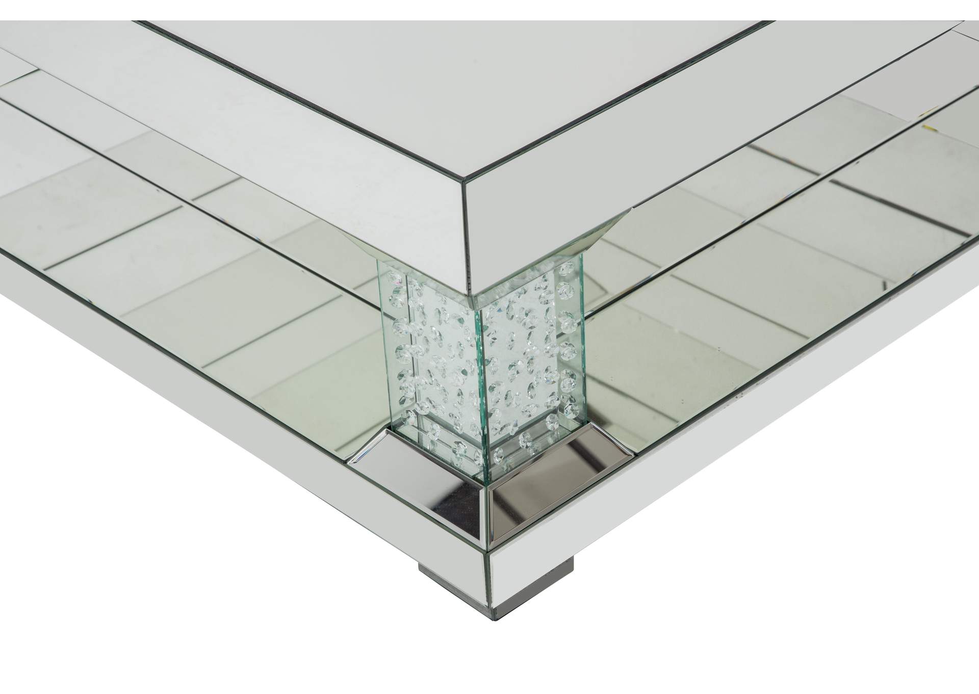 Montreal Mirrored Cocktail Table With Crystal Accents