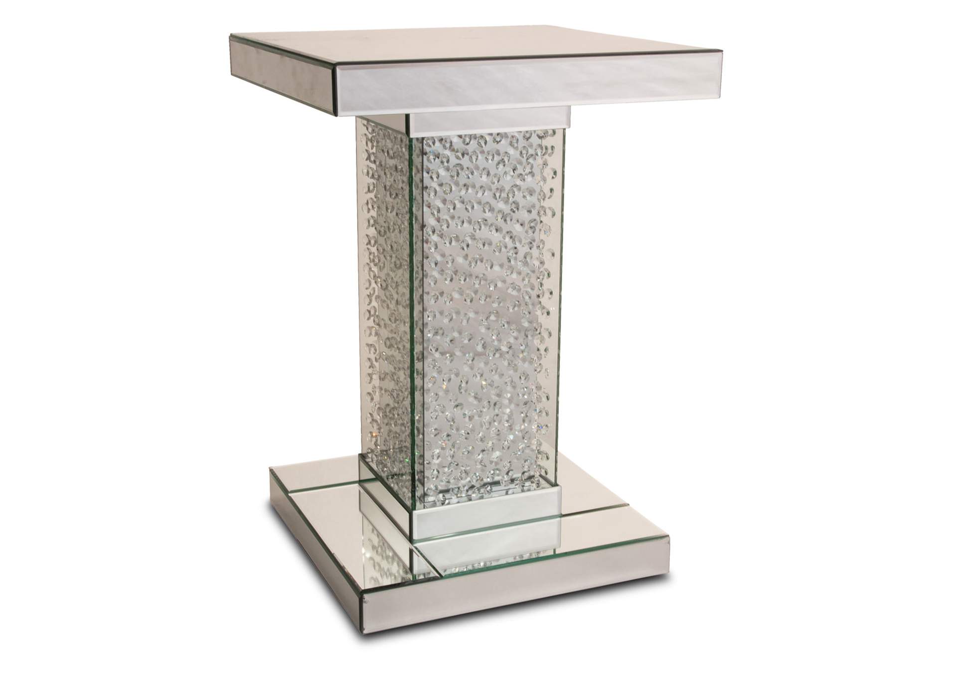 Montreal Small Mirrored End Table with Crystal Accents image 1