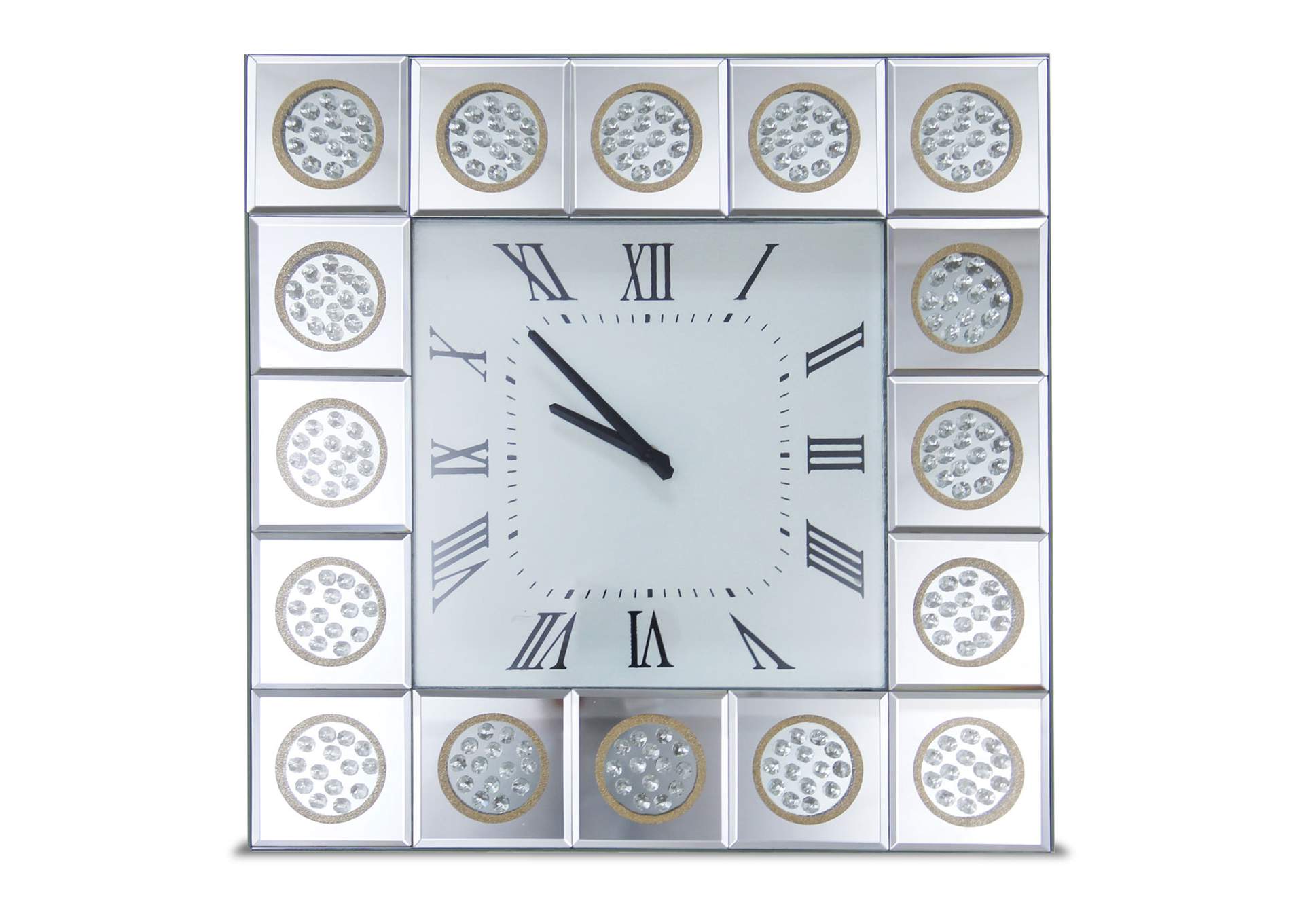 Montreal Square Wall Clock With Crystal Accents
