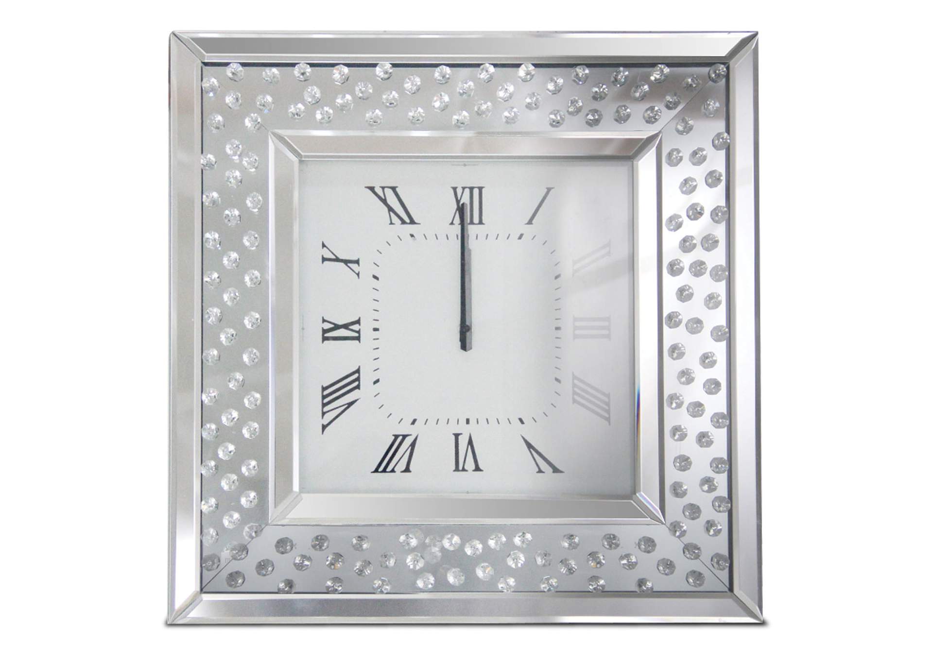 Montreal Square Wall Clock With Crystal Accents