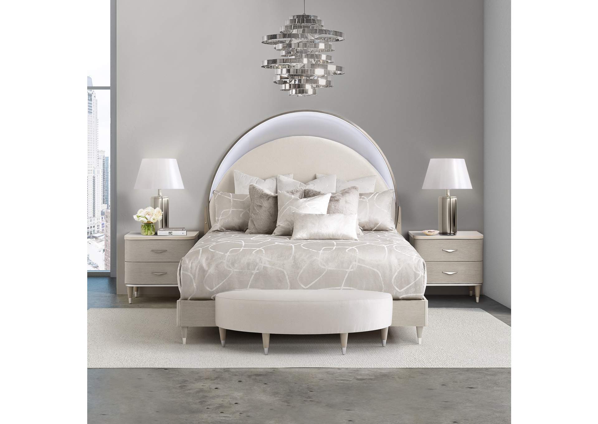 Eclipse California King Upholstered Bed with LED Lights - Moonlight image 10