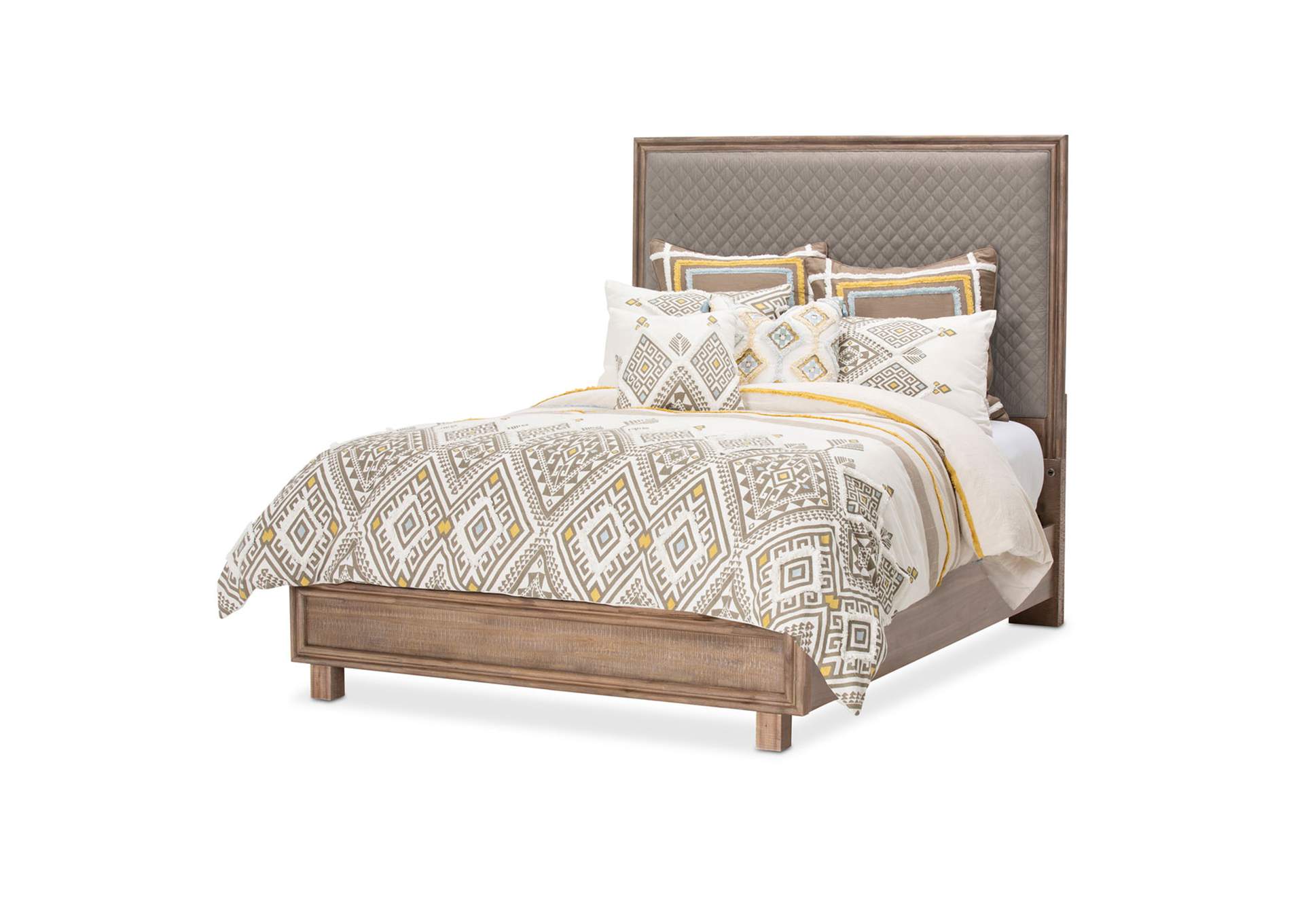 Hudson Ferry California King Gray Fabric Diamond Quilted Queen Limited Panel Three-Piece Bed Driftwood image 1