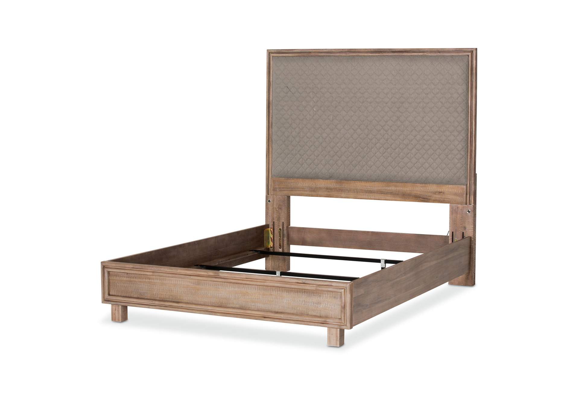 Hudson Ferry California King Gray Fabric Diamond Quilted Queen Limited Panel Three-Piece Bed Driftwood image 4