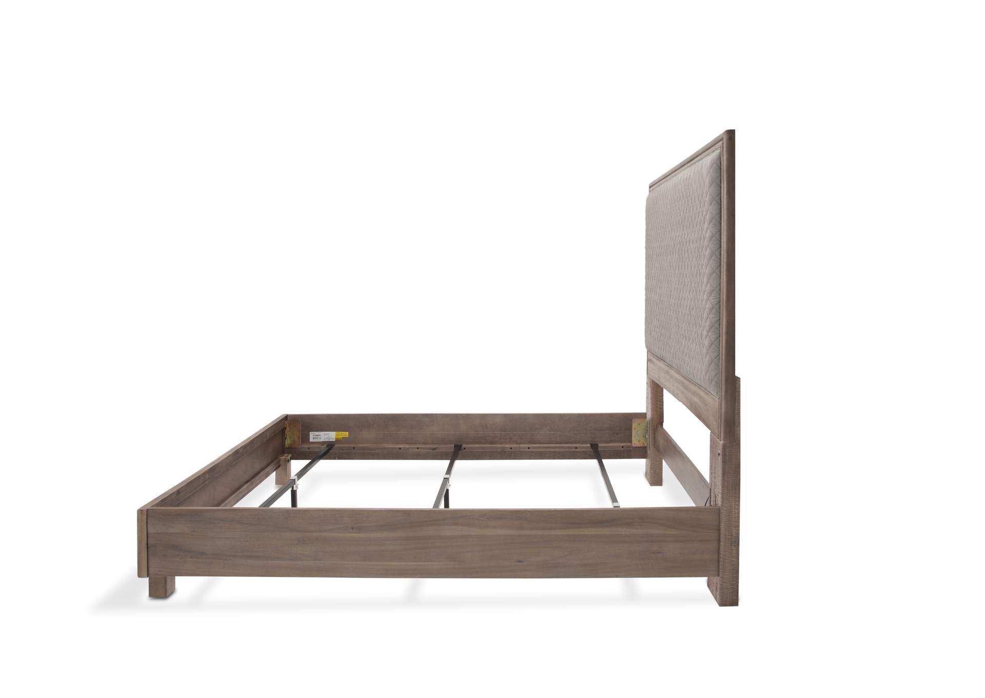 Hudson Ferry Eastern King Gray Fabric Diamond Quilted Queen Limited Panel Three-Piece Bed Driftwood image 5