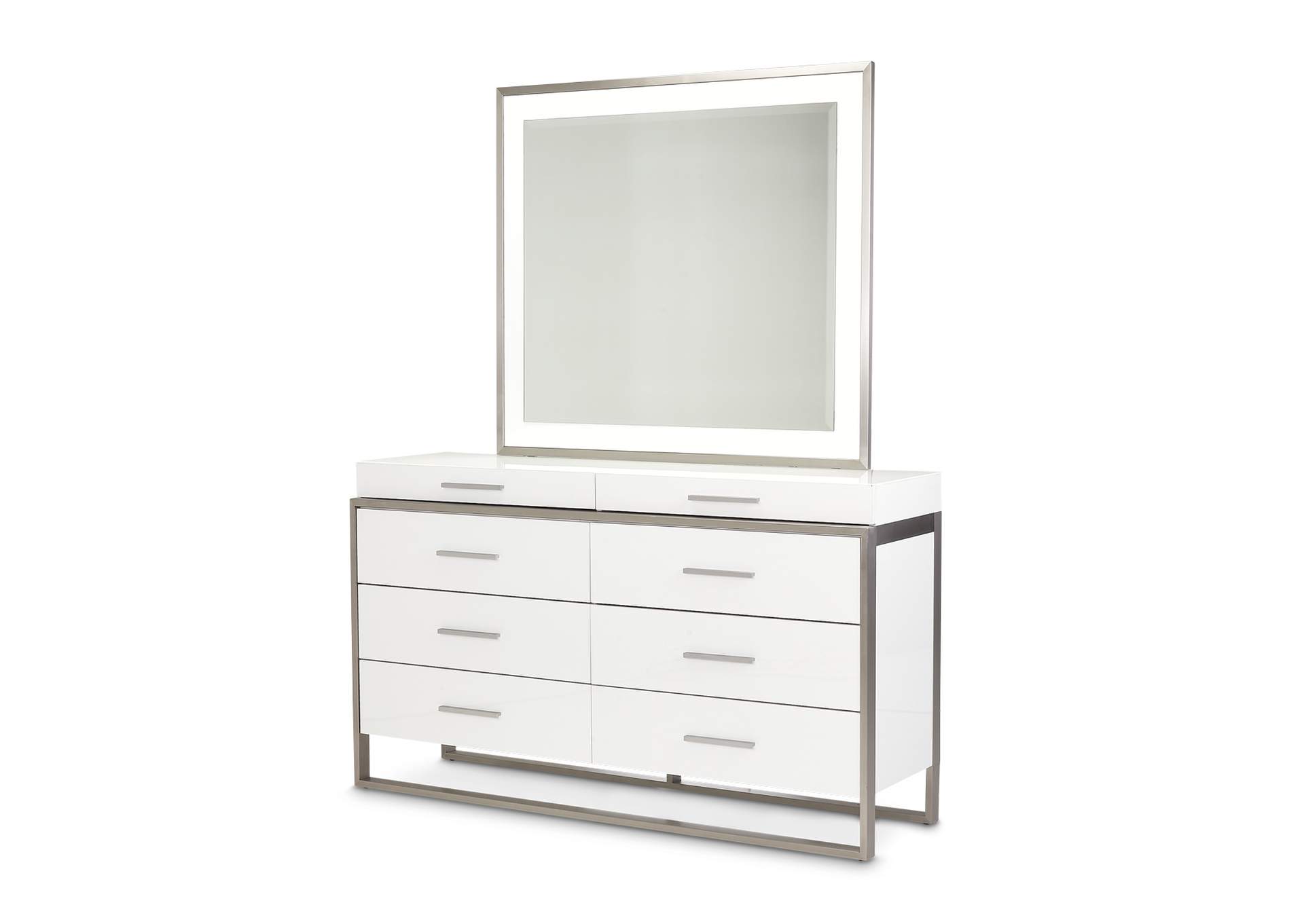 Marquee Dresser with Mirror - Cloud White image 1