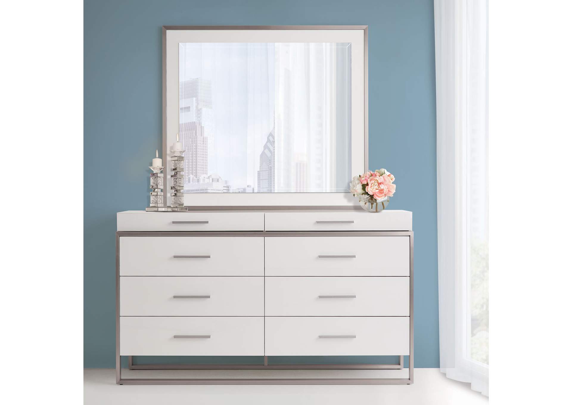 Marquee Dresser with Mirror - Cloud White image 13