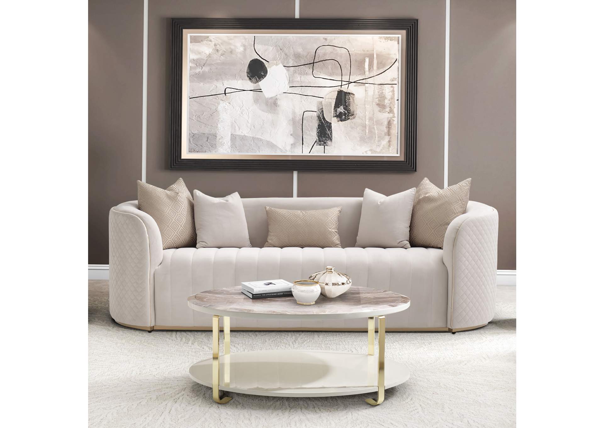 Ariana Sofa - Beige and Gold image 4