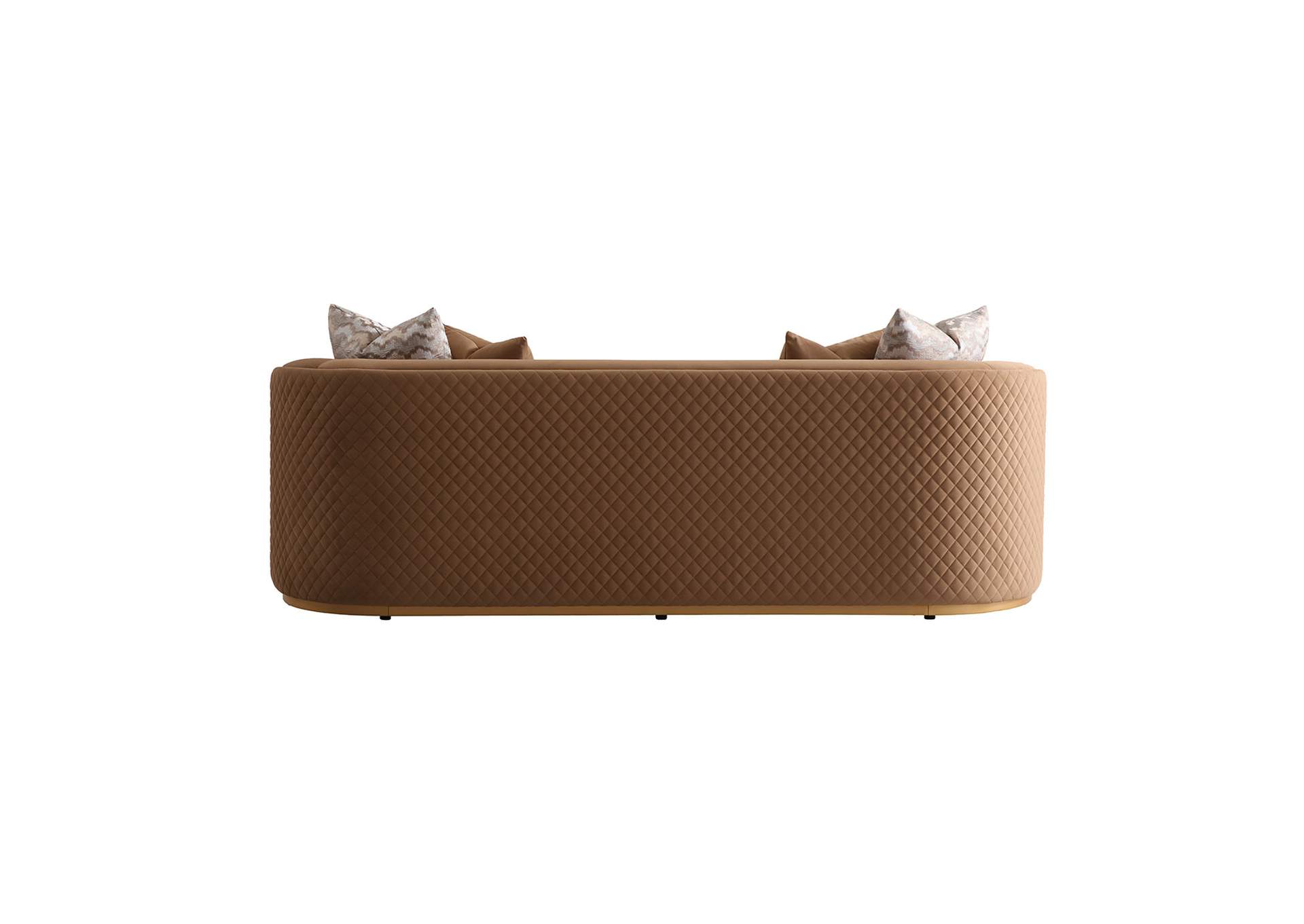 Ariana Velvet Sofa - Caramel and Gold image 3