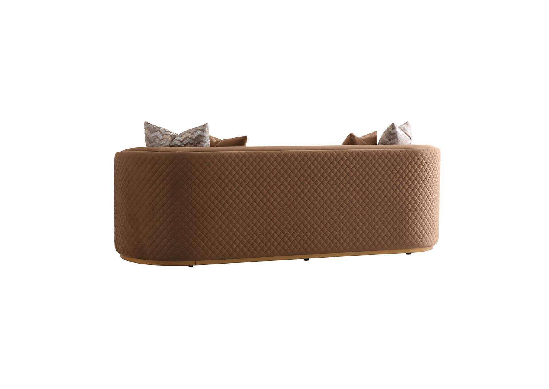 Ariana Velvet Sofa - Caramel and Gold image 5