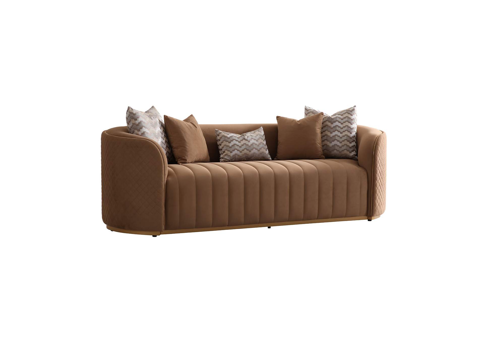 Ariana Velvet Sofa - Caramel and Gold image 6