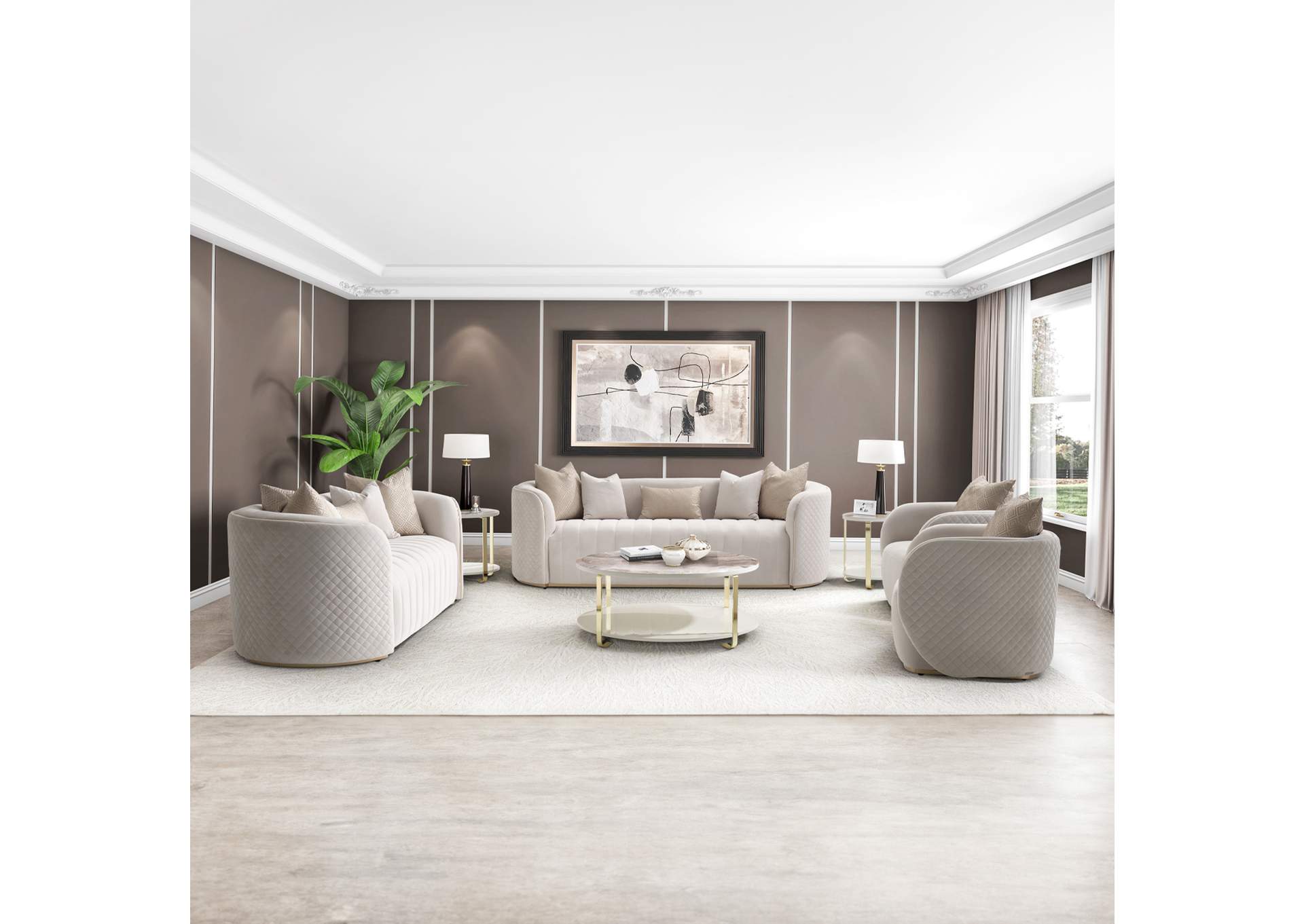 Ariana Loveseat - Beige and Gold image 5