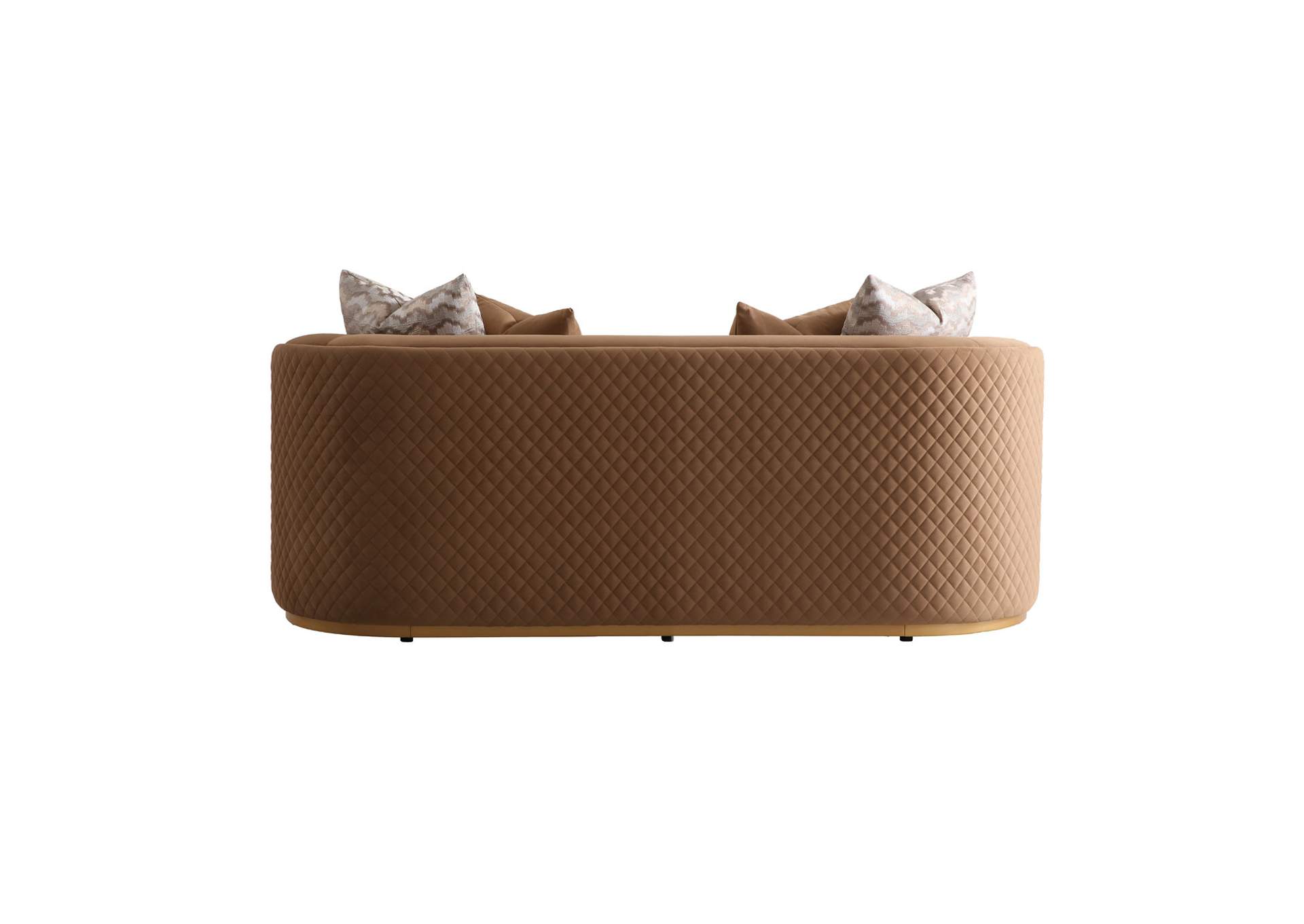 Ariana Velvet Loveseat - Caramel and Gold image 3