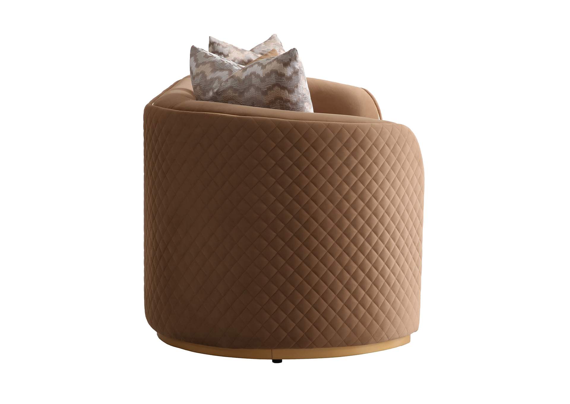 Ariana Velvet Loveseat - Caramel and Gold image 4