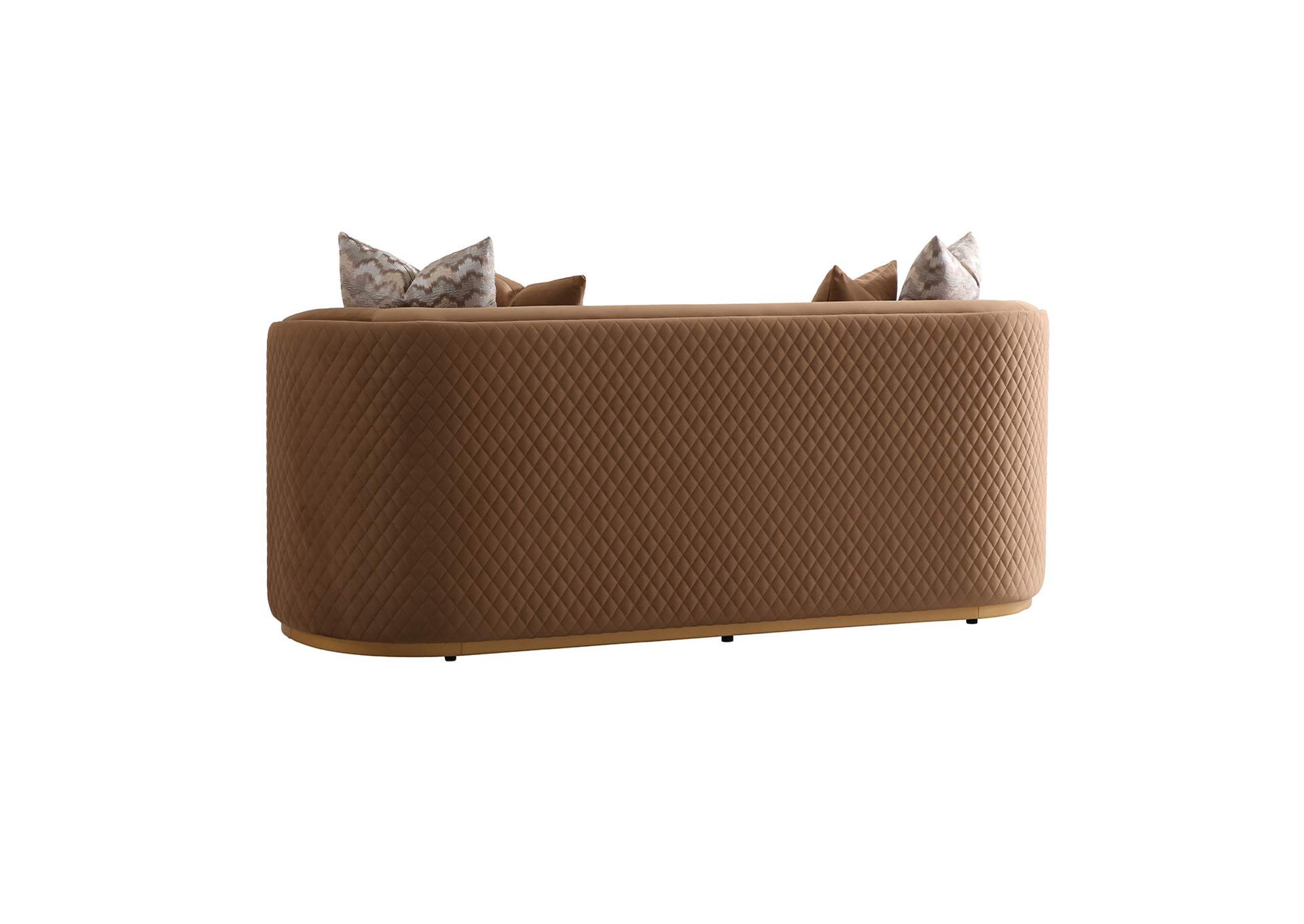 Ariana Velvet Loveseat - Caramel and Gold image 5