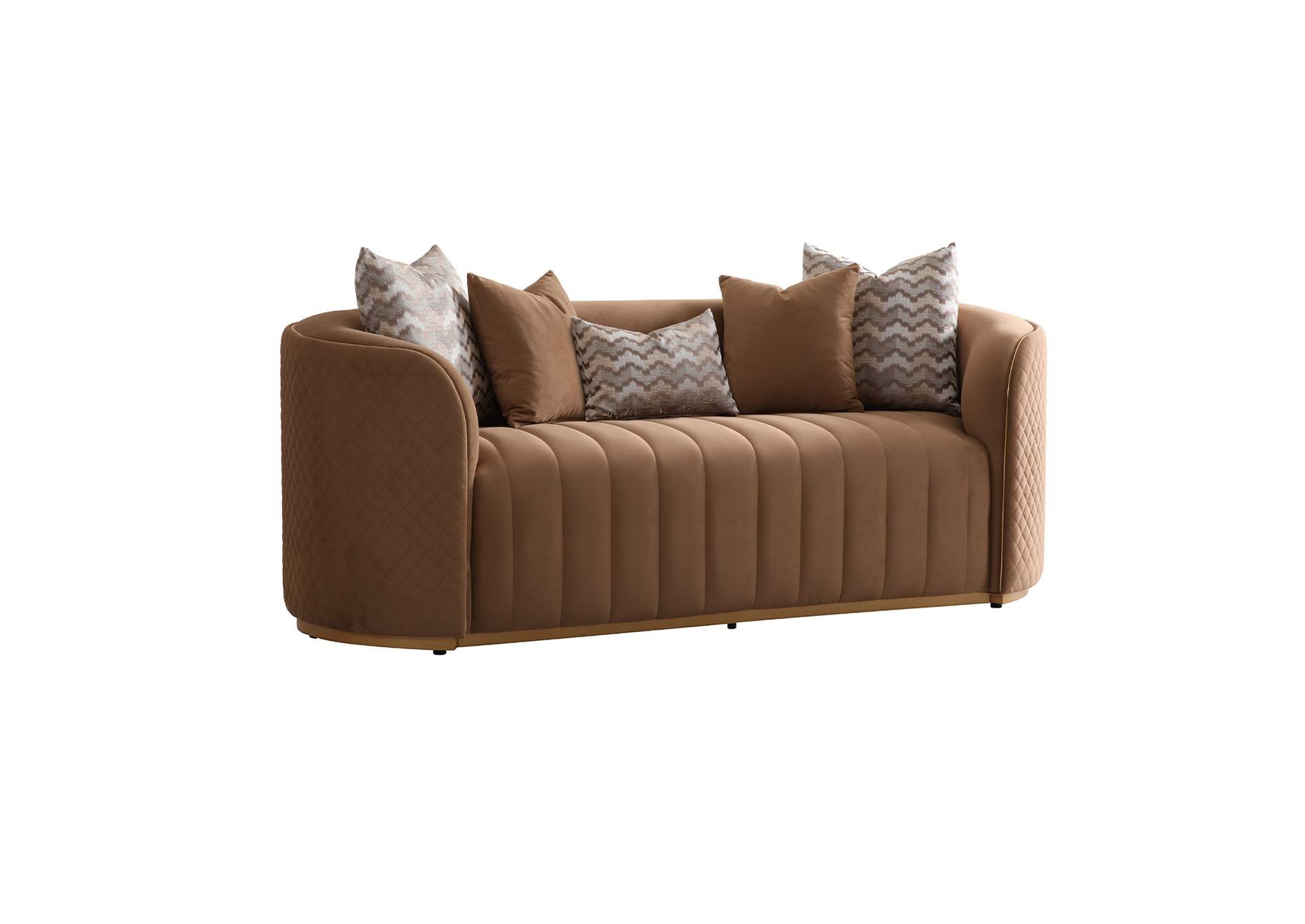 Ariana Velvet Loveseat - Caramel and Gold image 6
