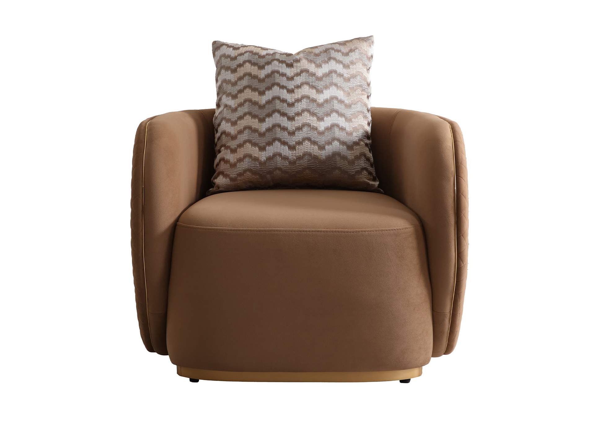 Ariana Velvet Accent Chair - Caramel and Gold image 1