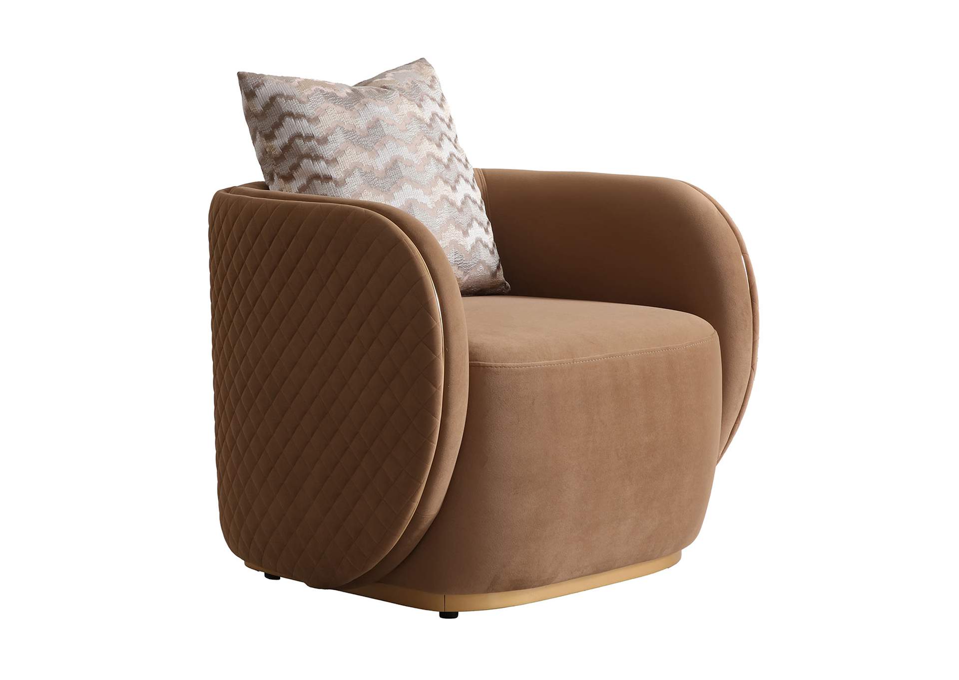 Ariana Velvet Accent Chair - Caramel and Gold image 3